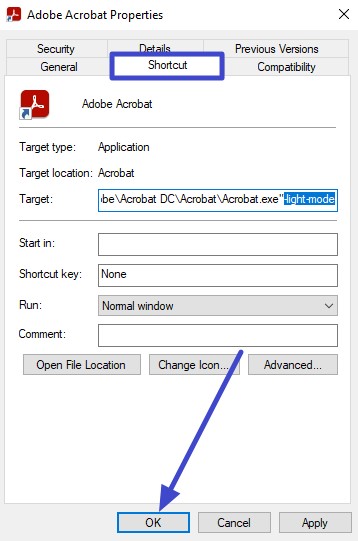 disable light mode for adobe