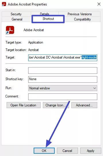disable light mode for adobe