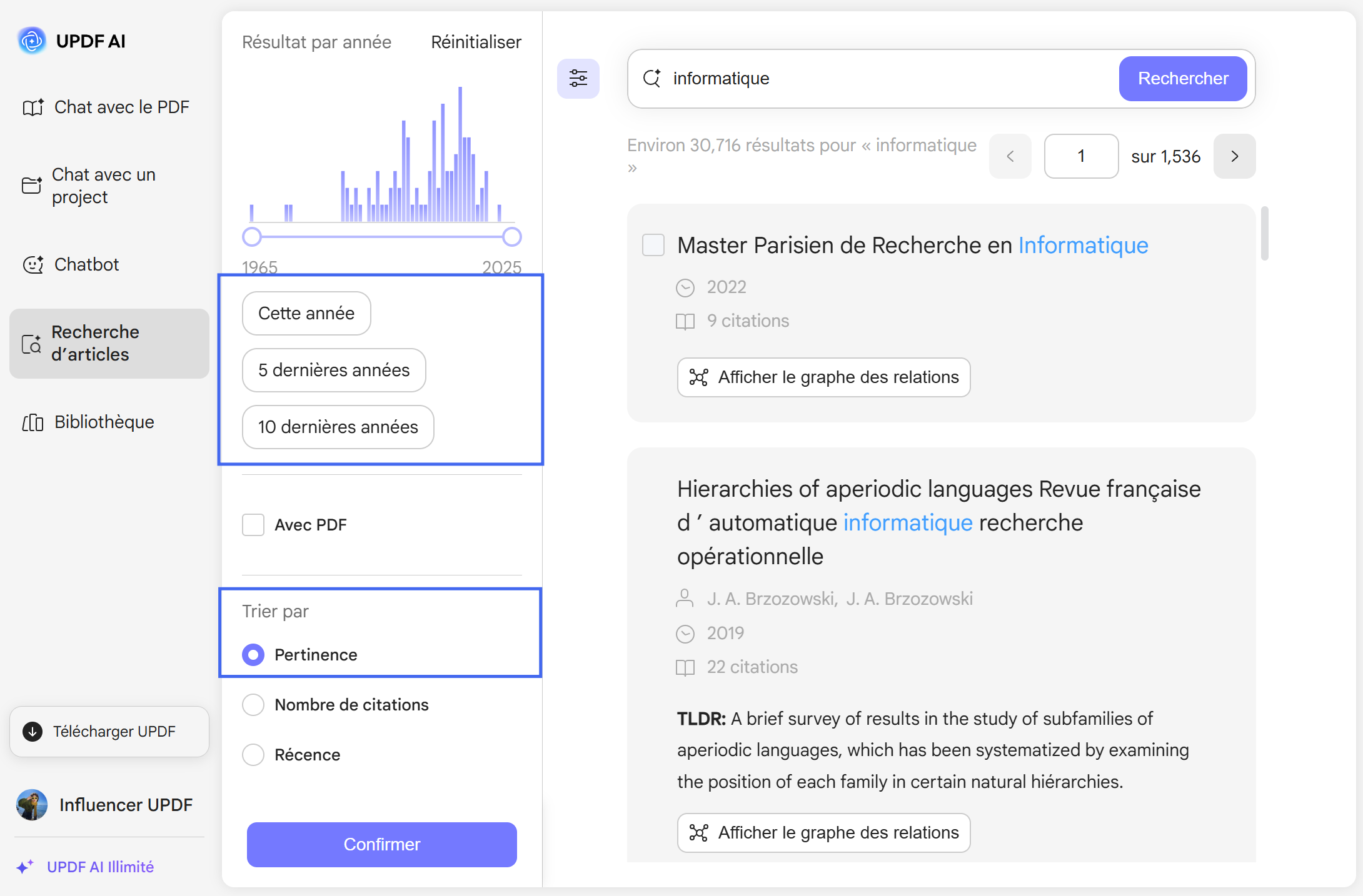affiner les résultats de recherche