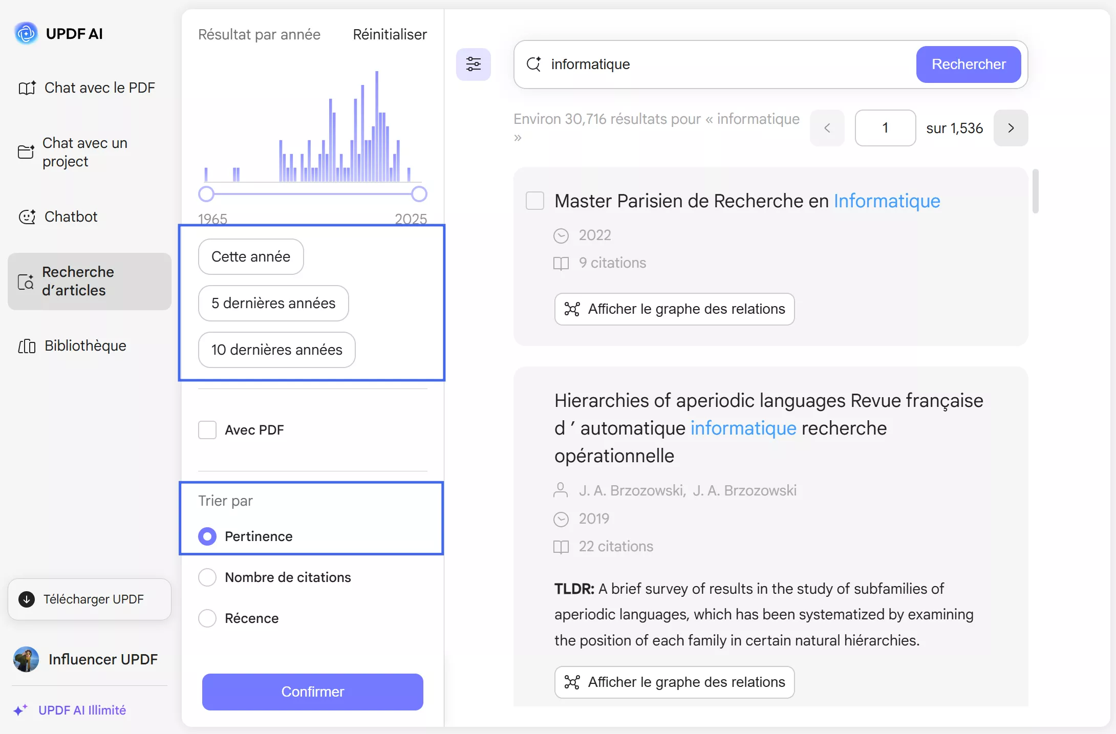 affiner les résultats de recherche
