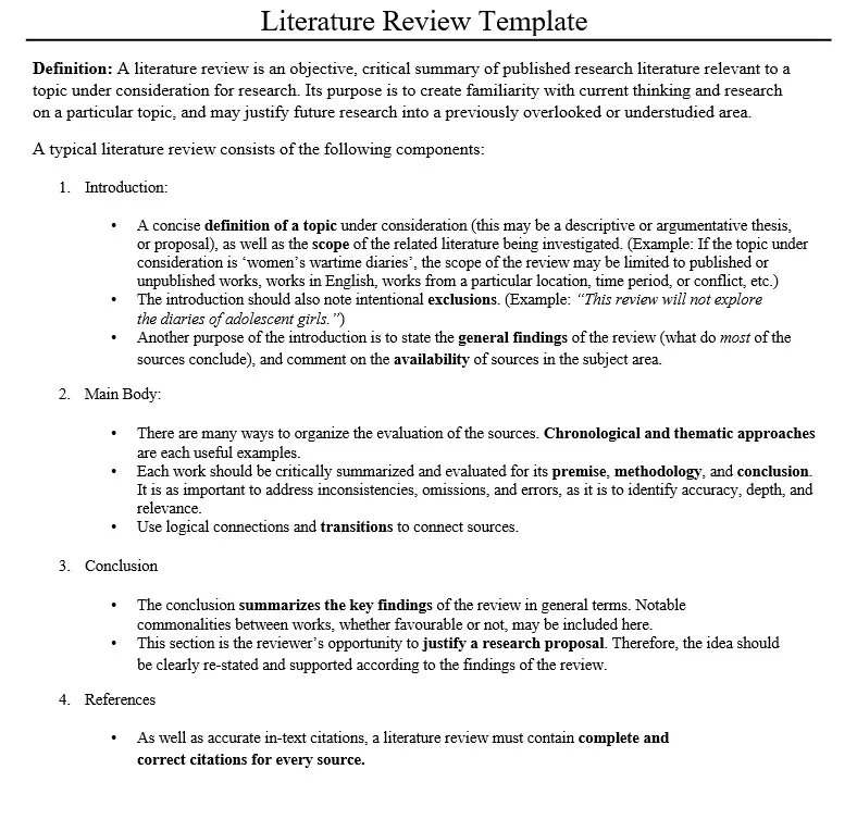  structure of apa literature review