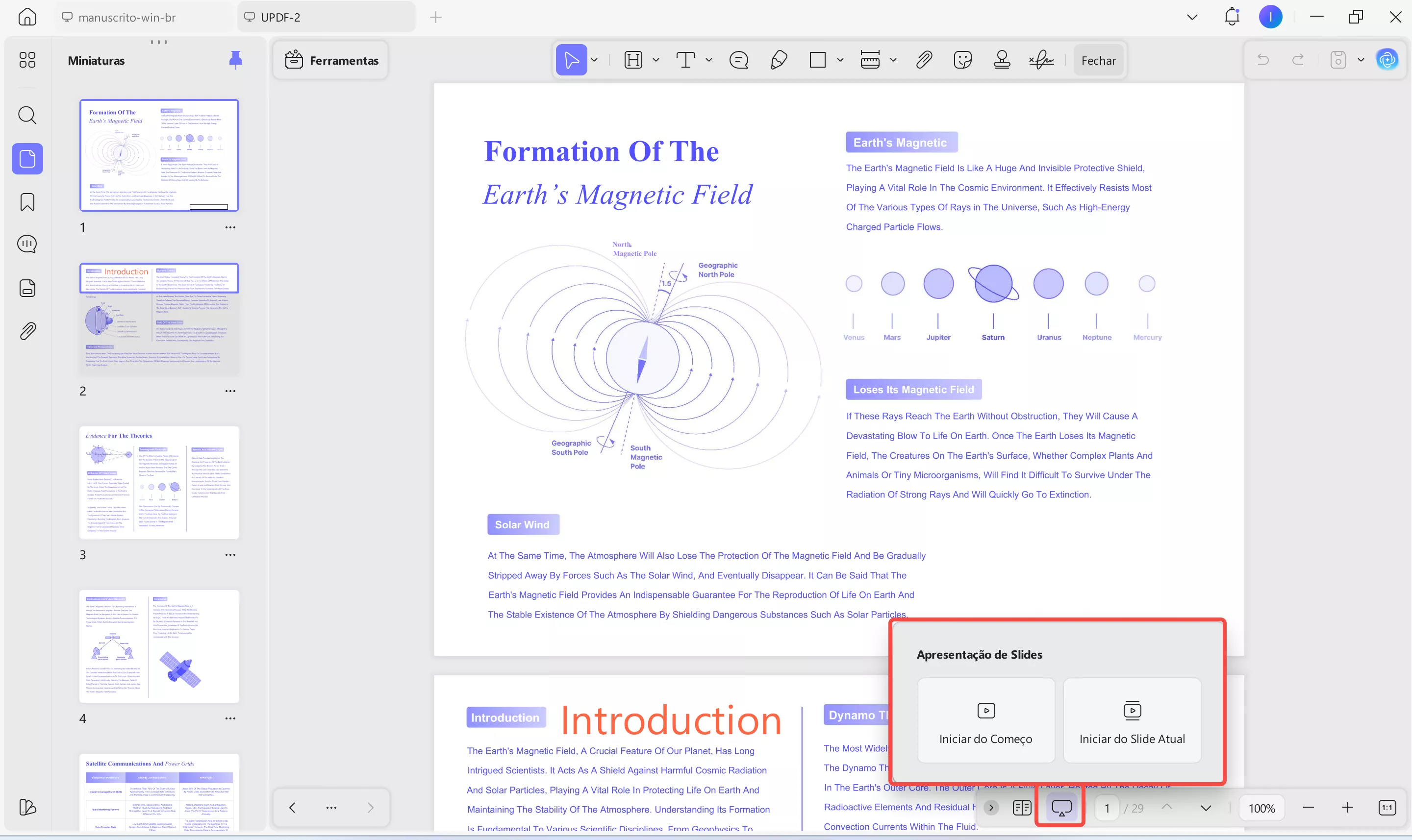 exibir pdf como apresentação no updf para windows