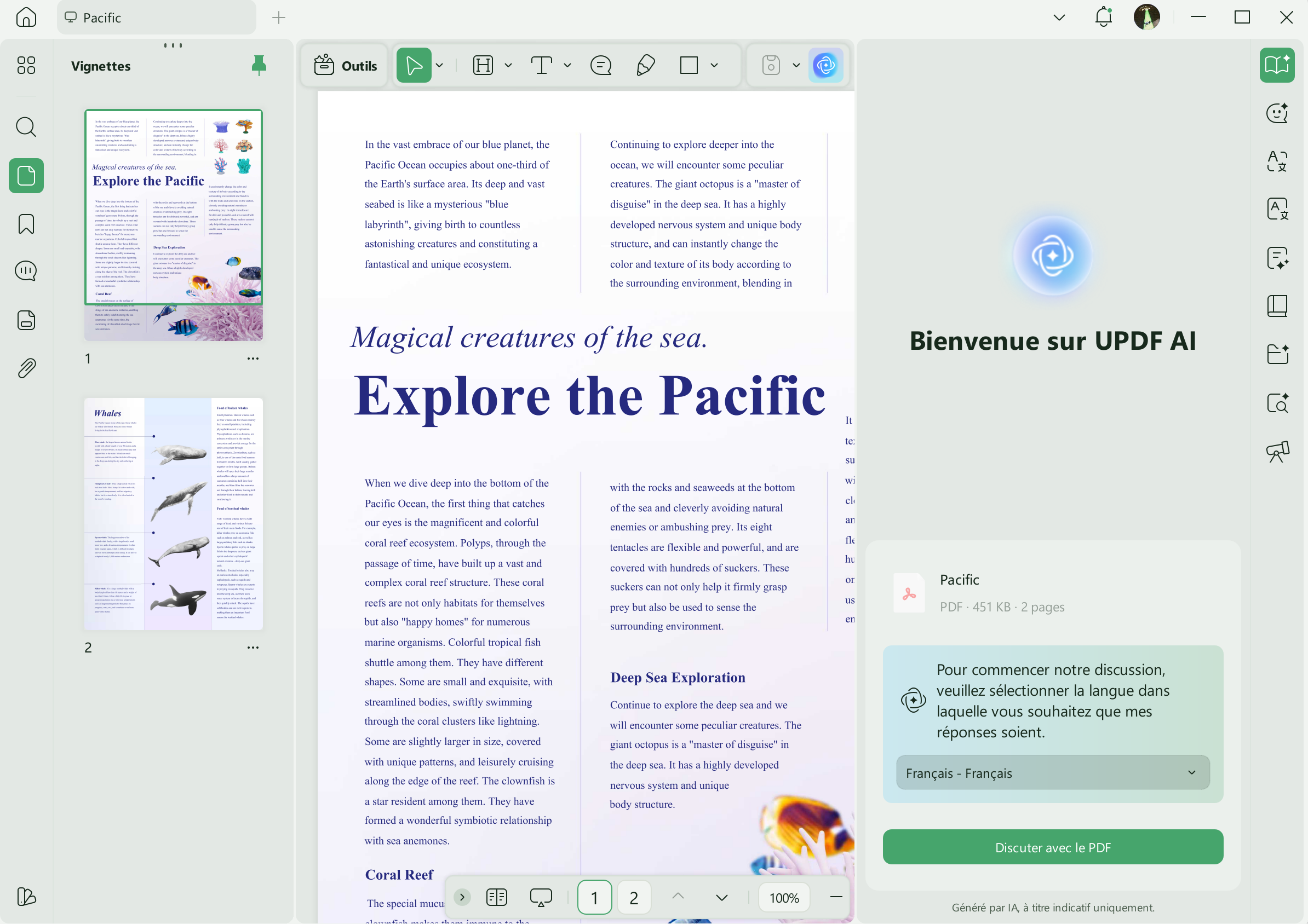Appuyez sur « Discuter avec le PDF »