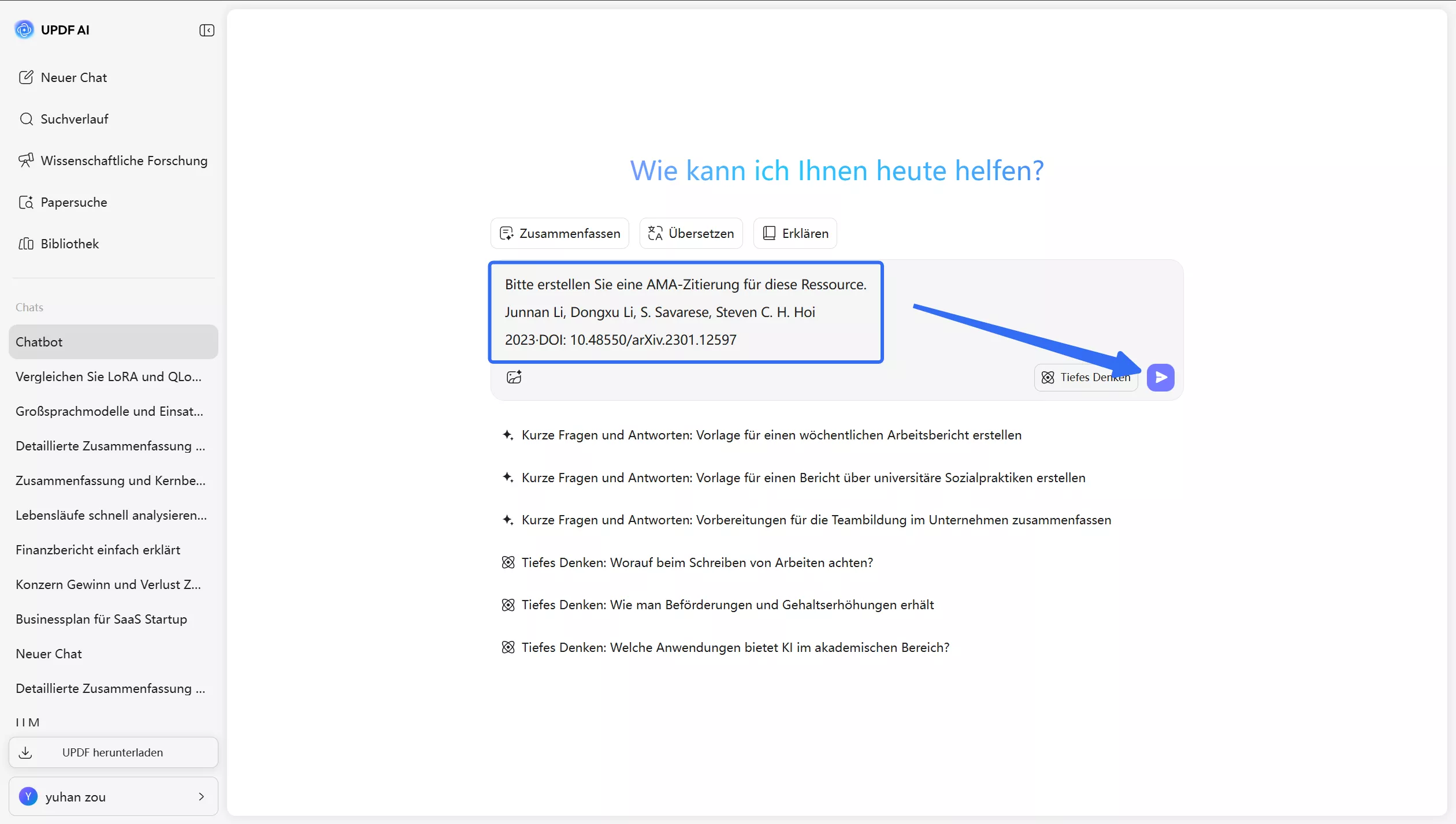 Quellenangaben im Zitationsformat eingeben