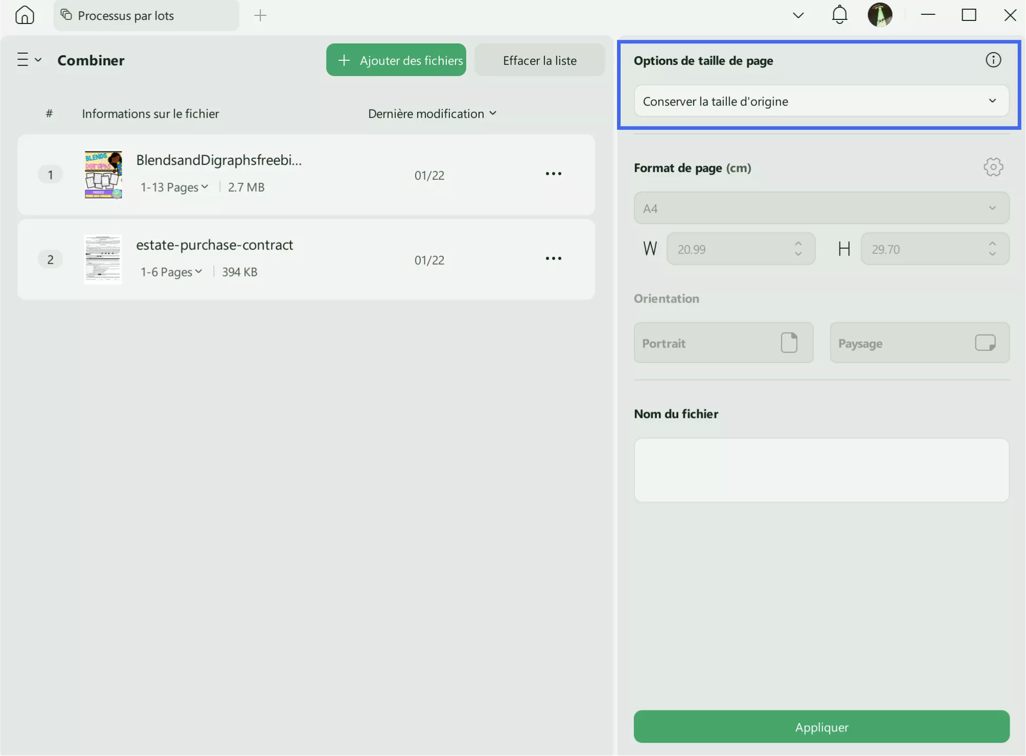 Ajuster les paramètres et enregistrer le fichier fusionné updf Windows