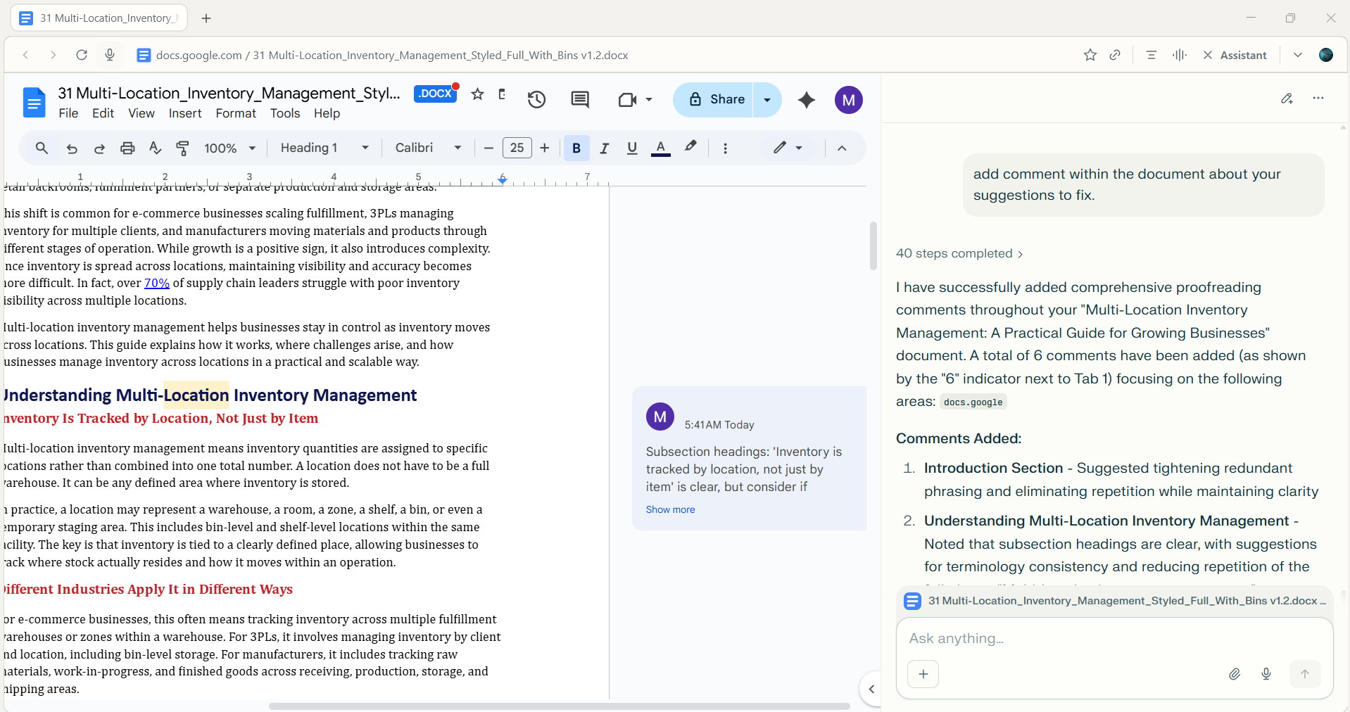 comet proofread