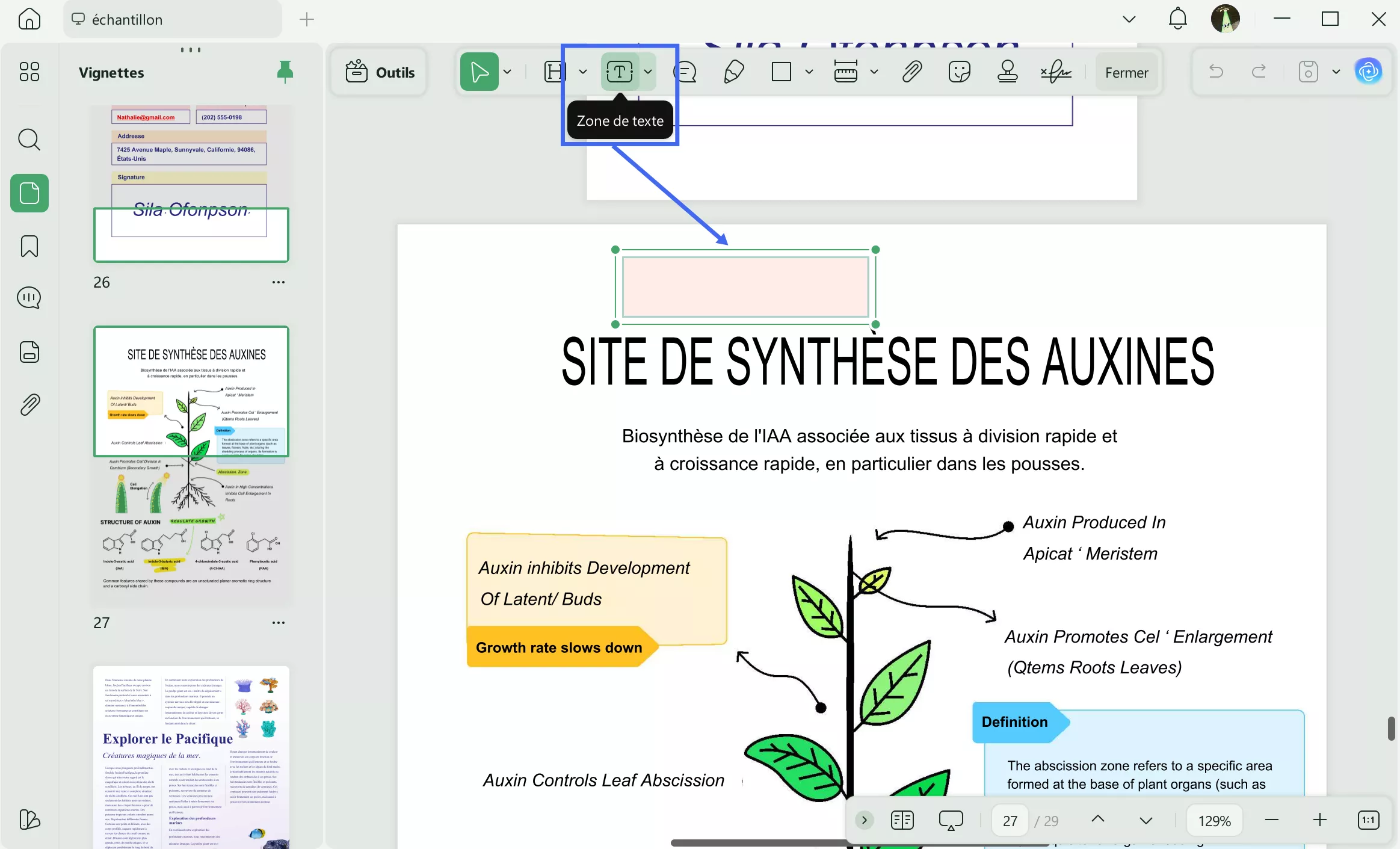 Accéder à la zone de texte dans la section des commentaires