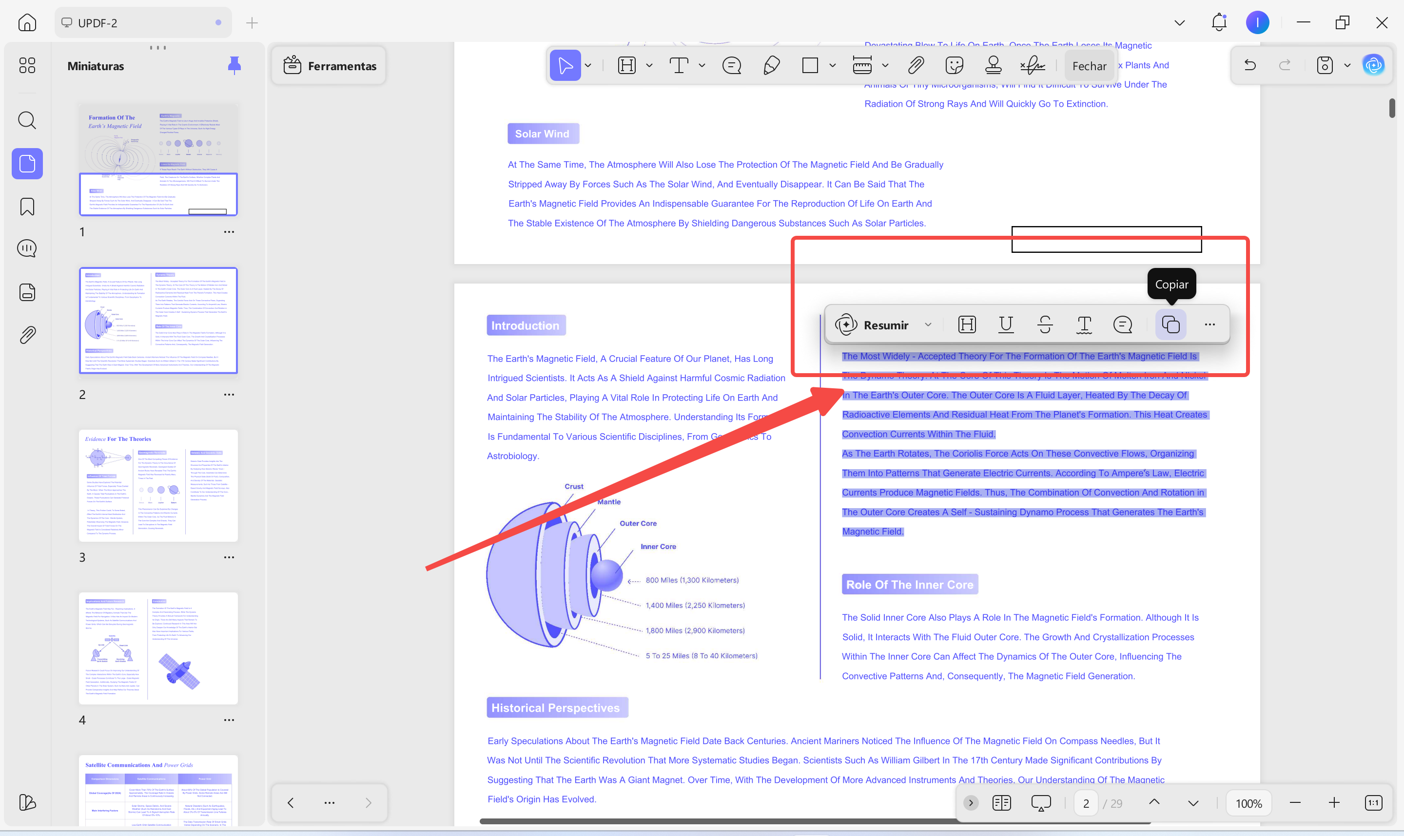 copiar entre páginas updf win