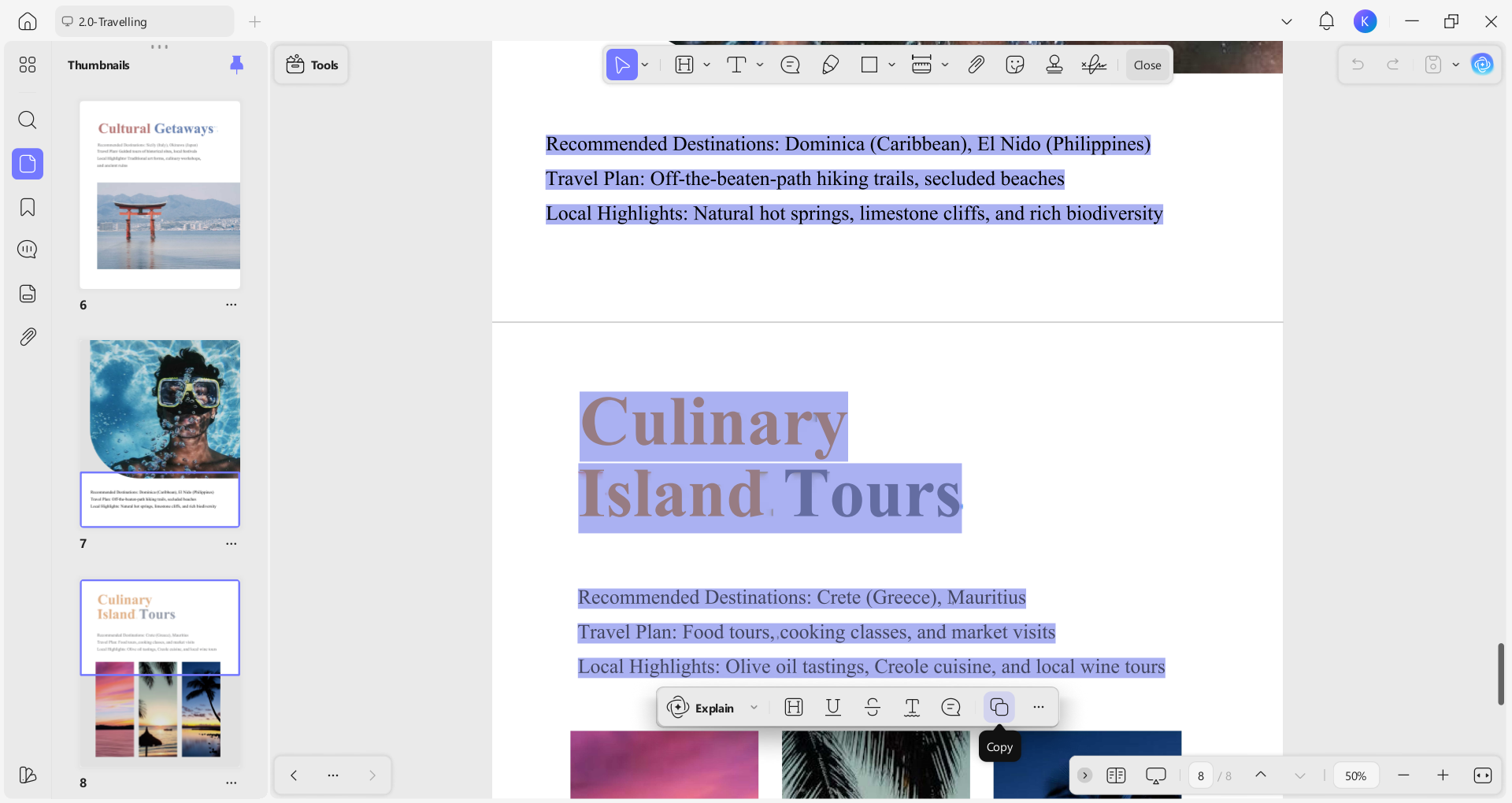 copy across pages updf win