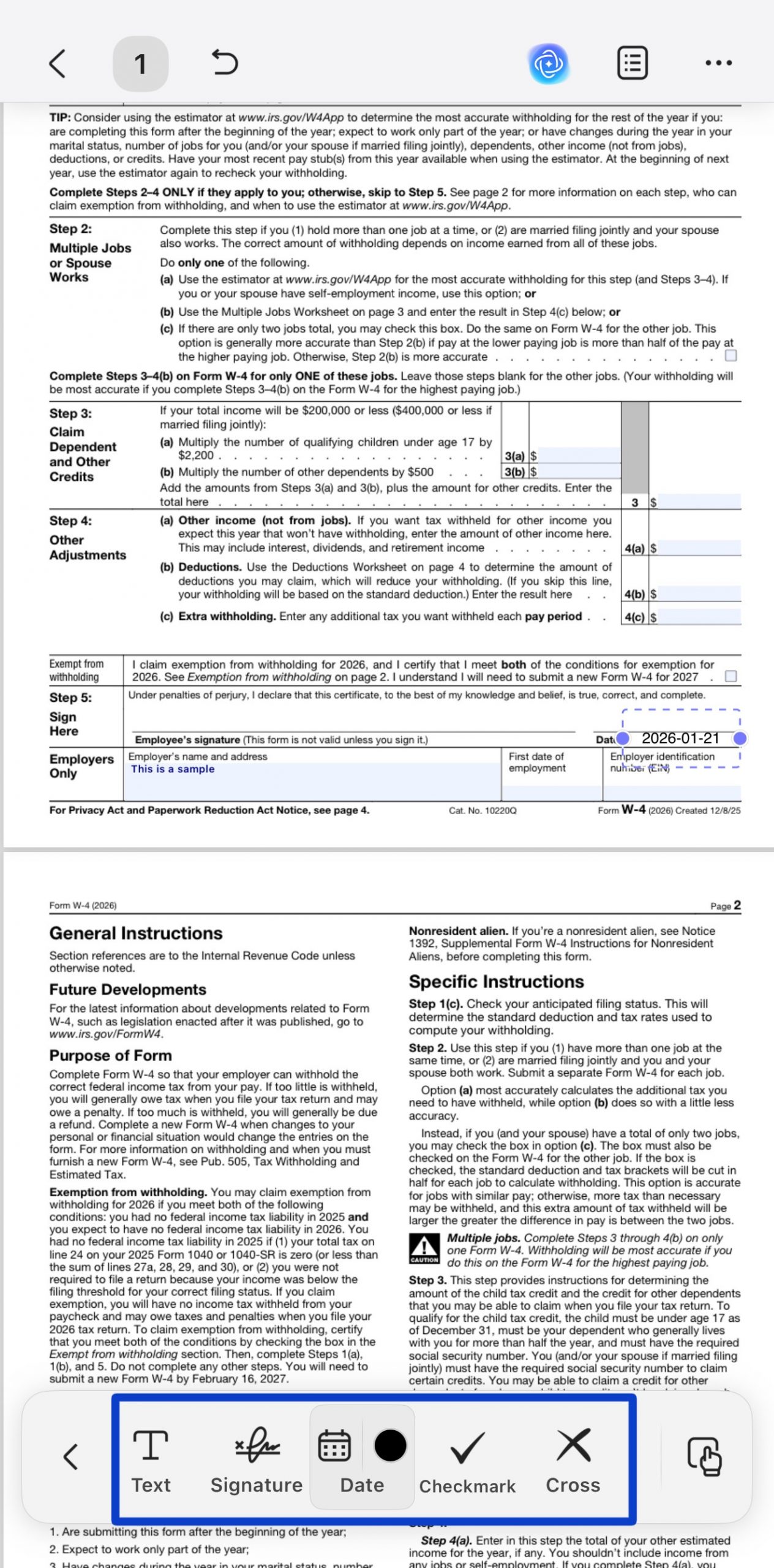 create and fill out forms using dates