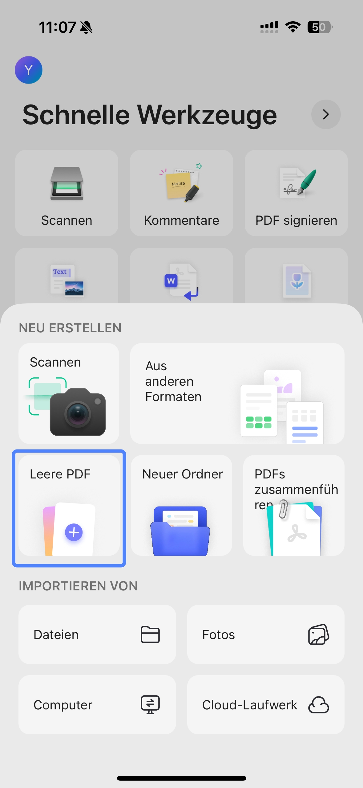 erstellen Sie ein leeres PDF