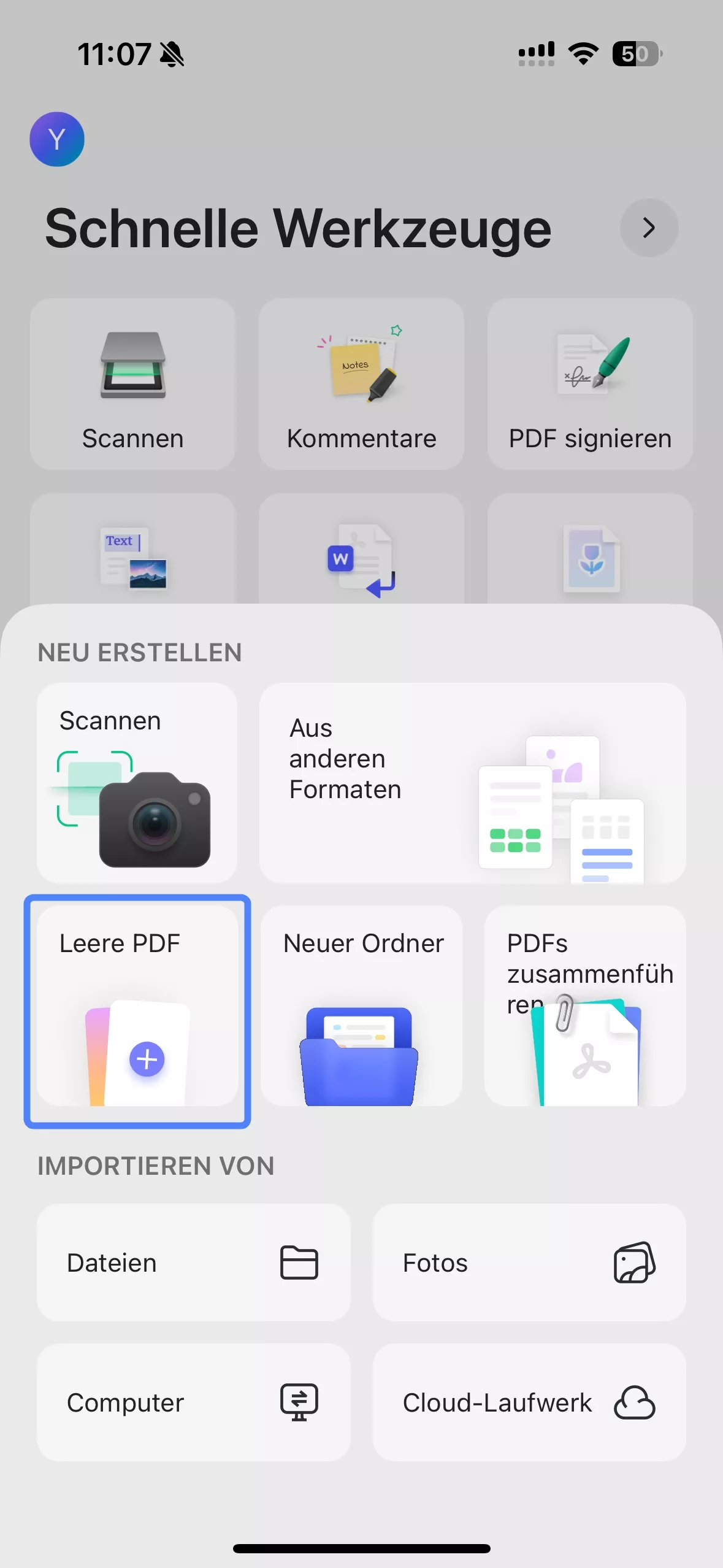 erstellen Sie ein leeres PDF