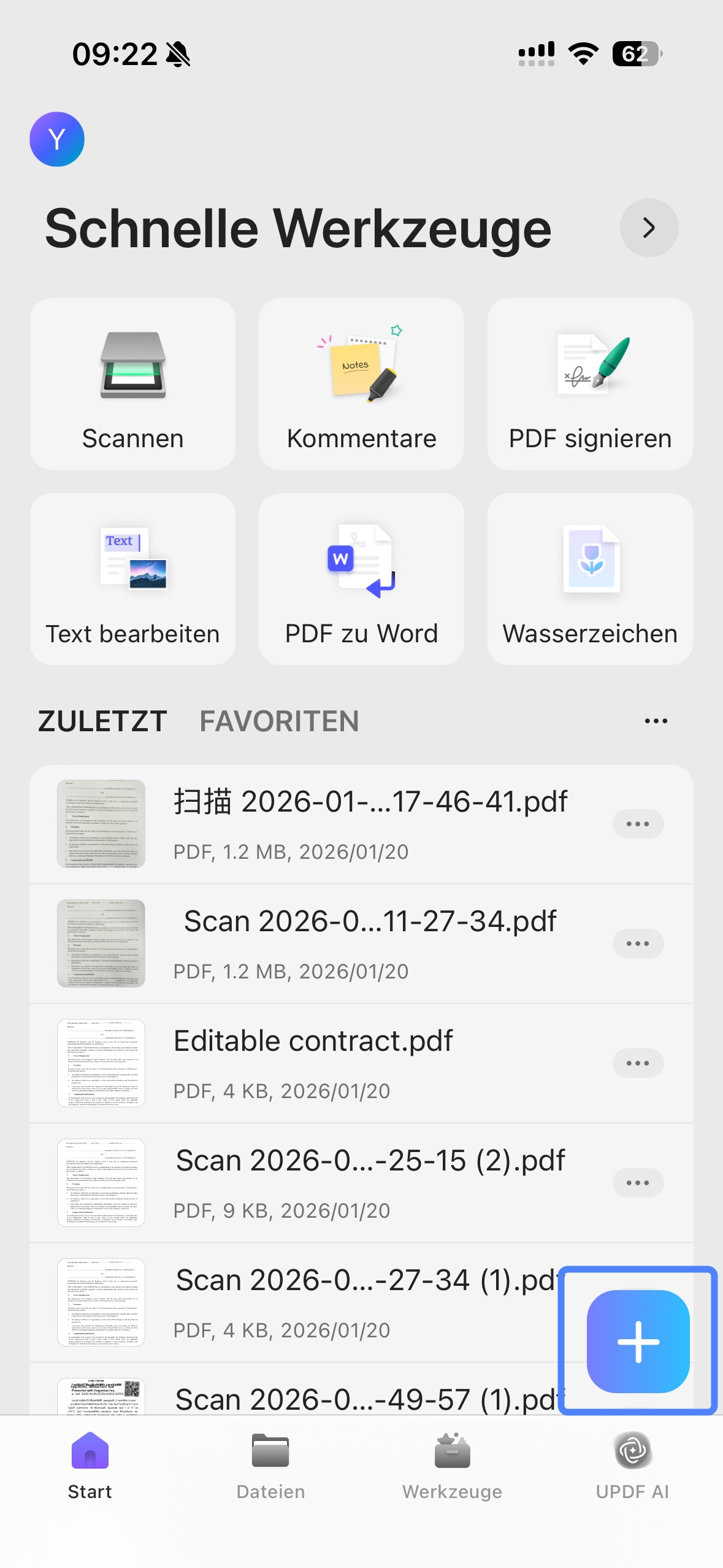 Click the '+' button in the bottom right-hand corner to upload your file.