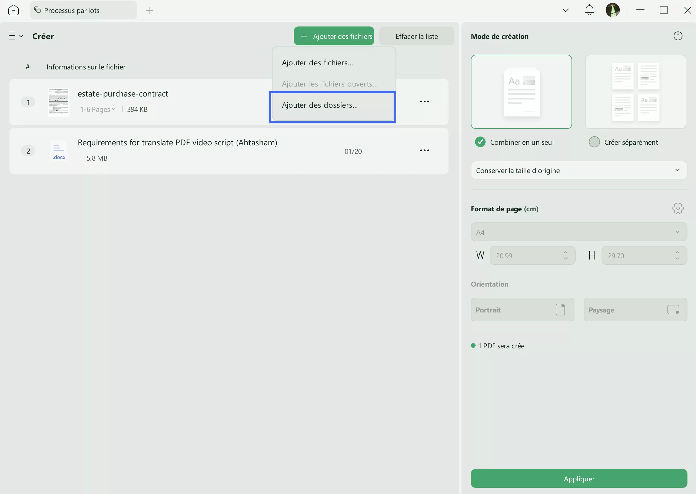 sélectionner un dossier entier