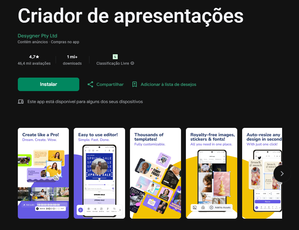 criador de apresentações - uma das alternativas gratuitas ao keynote para android 