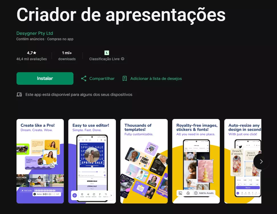 criador de apresentações - uma das alternativas gratuitas ao keynote para android 