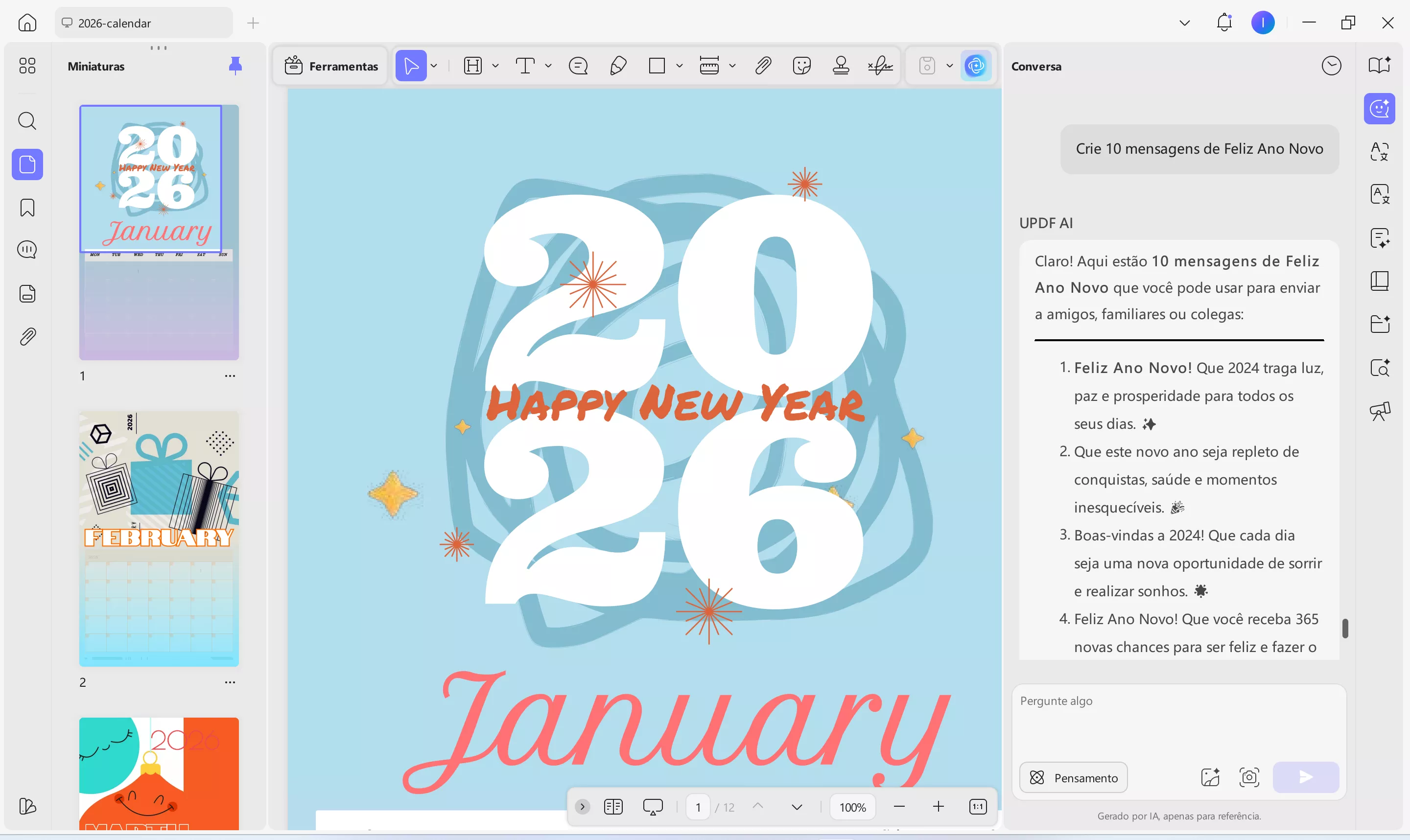 crie desejos de ano novo com o updf
