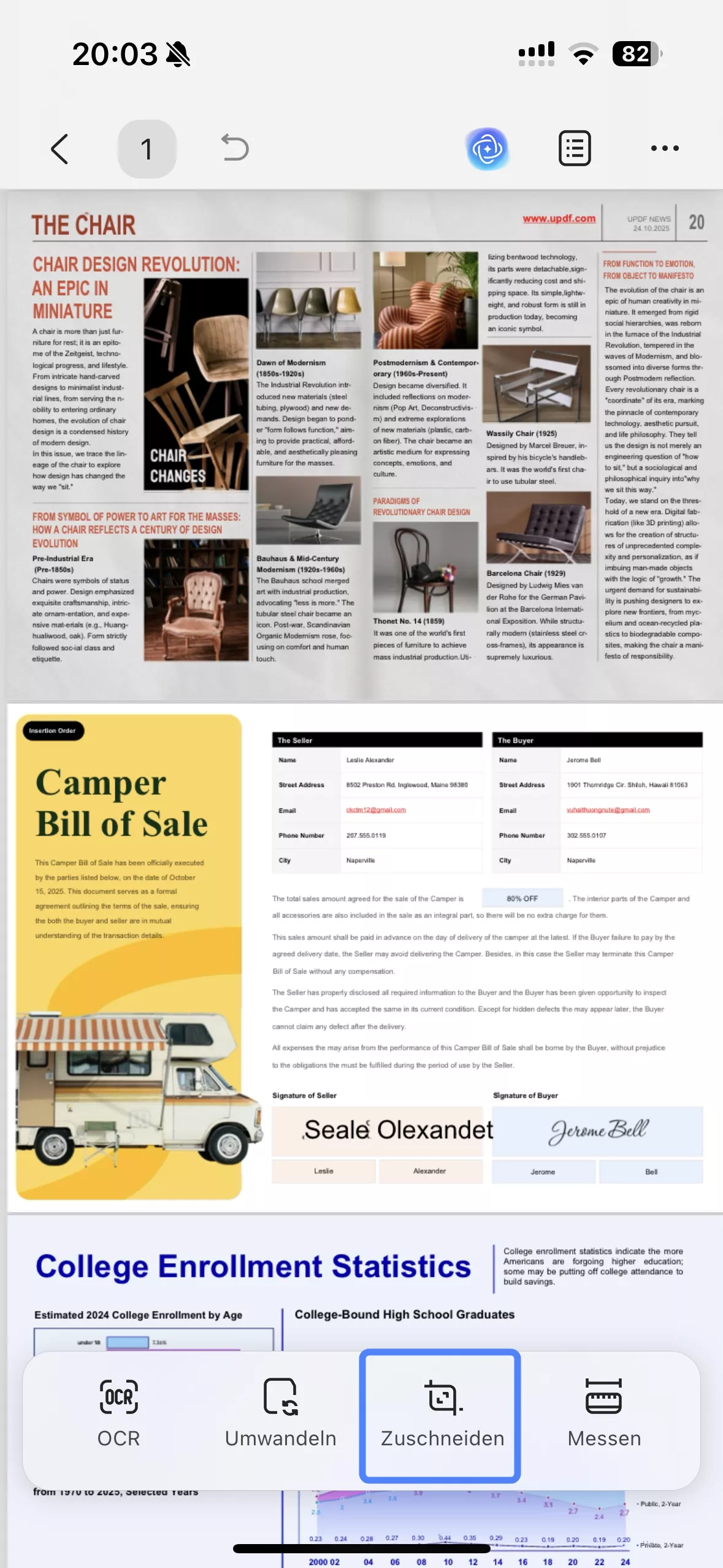 Zugriff auf Ernteoption updf ios