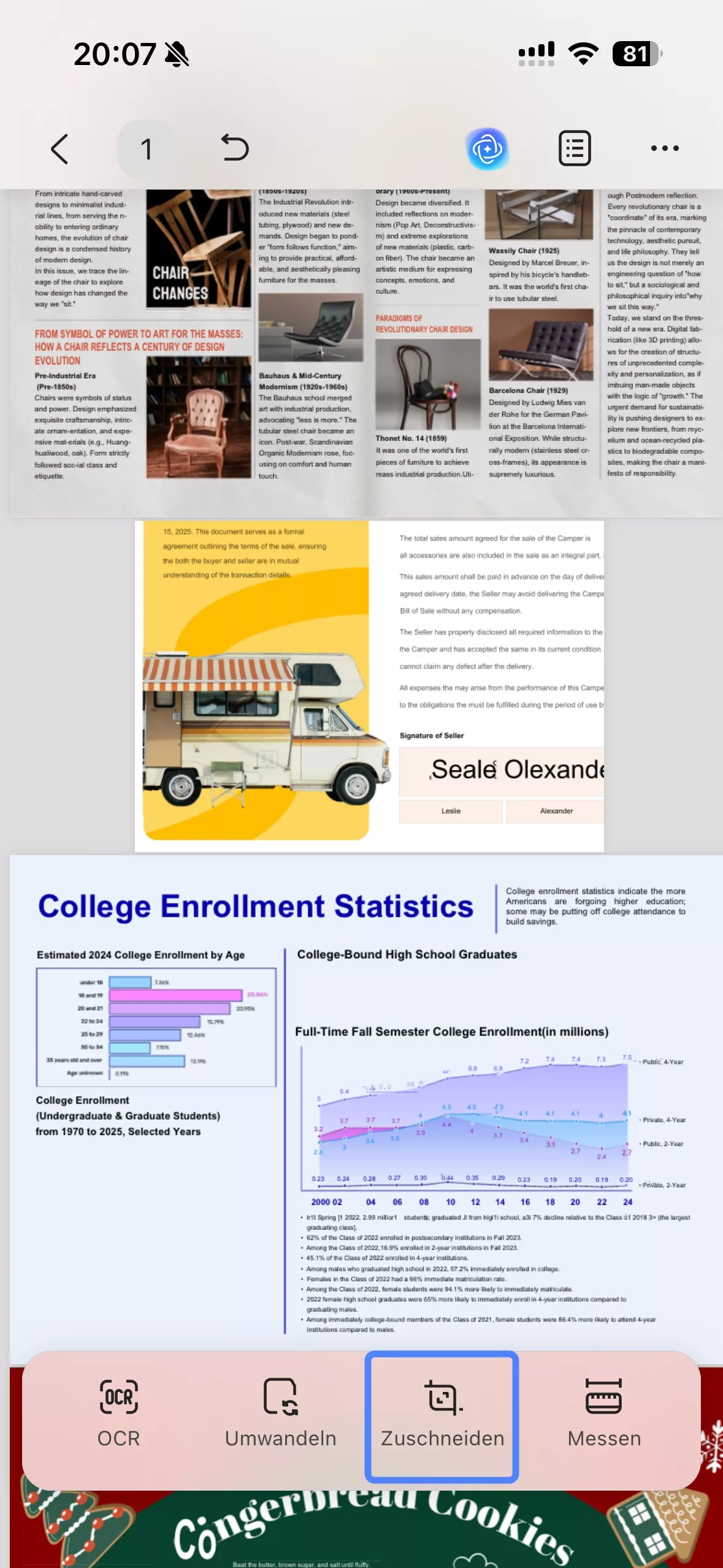 wählen Sie im Menü unten die Option „Zuschneiden“