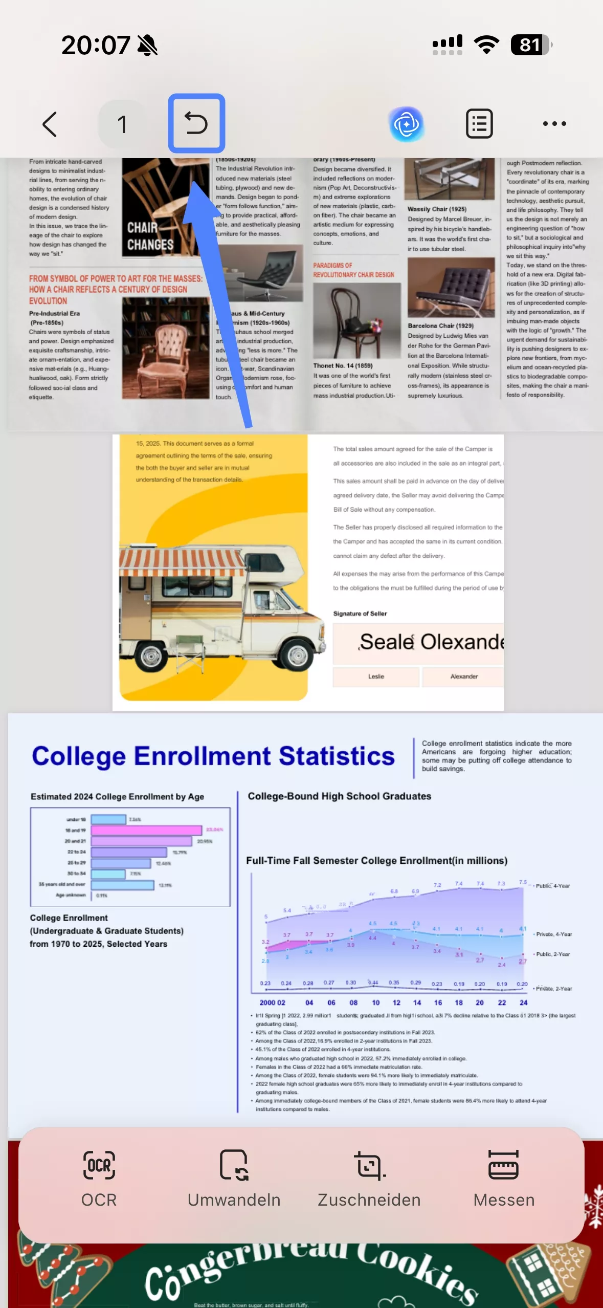 updf ios Änderungen beim Zuschneiden rückgängig machen