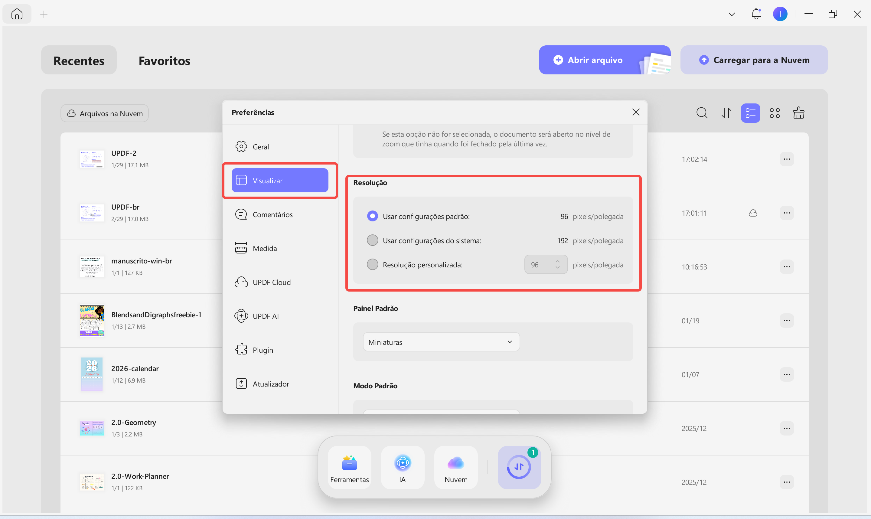 personalizar resolução updf win