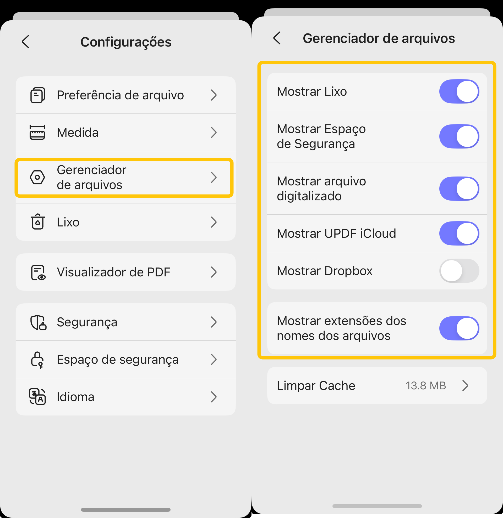 personalizar barra de ferramentas updf ios