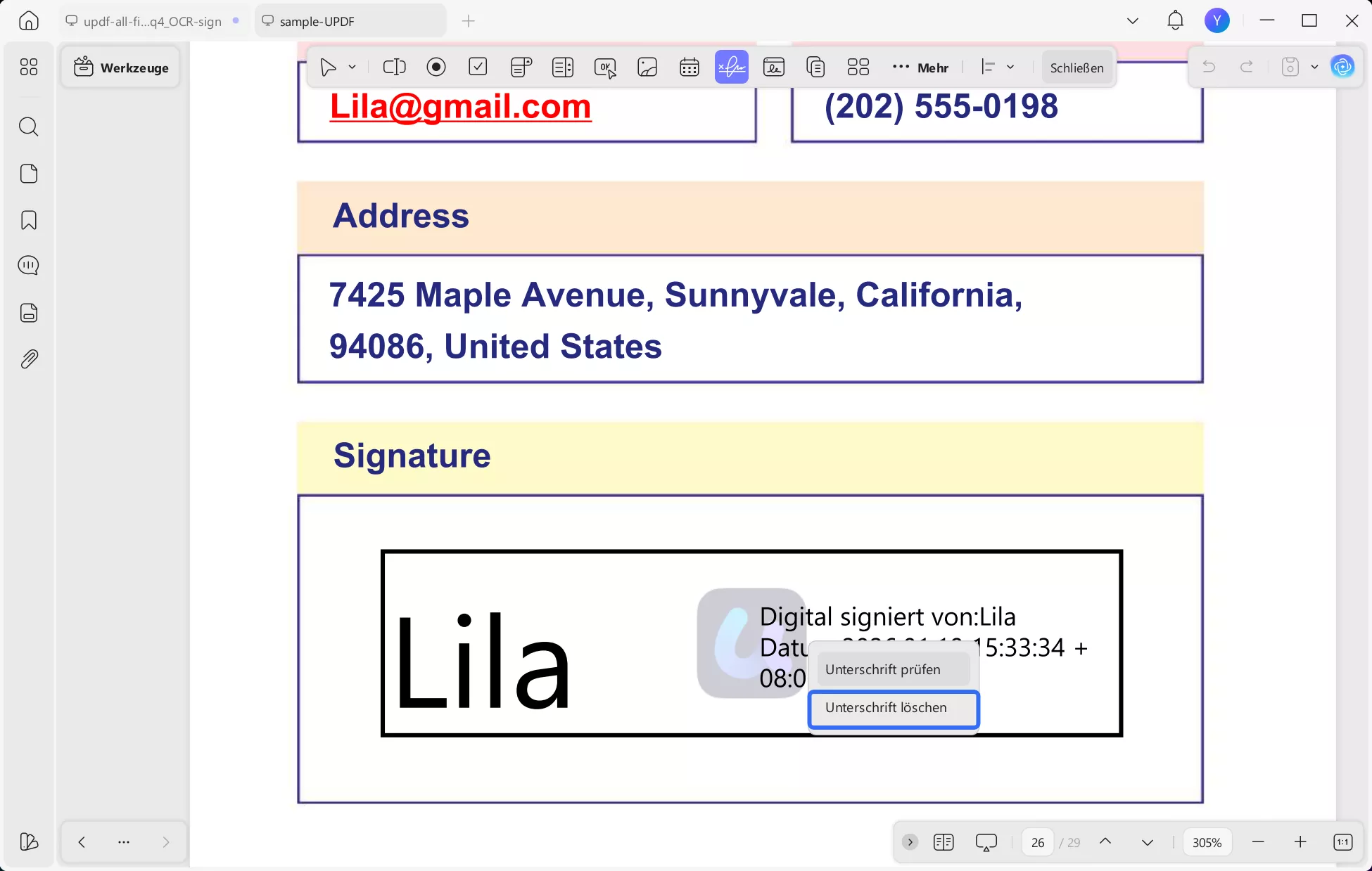 Digitale Signatur entfernen
