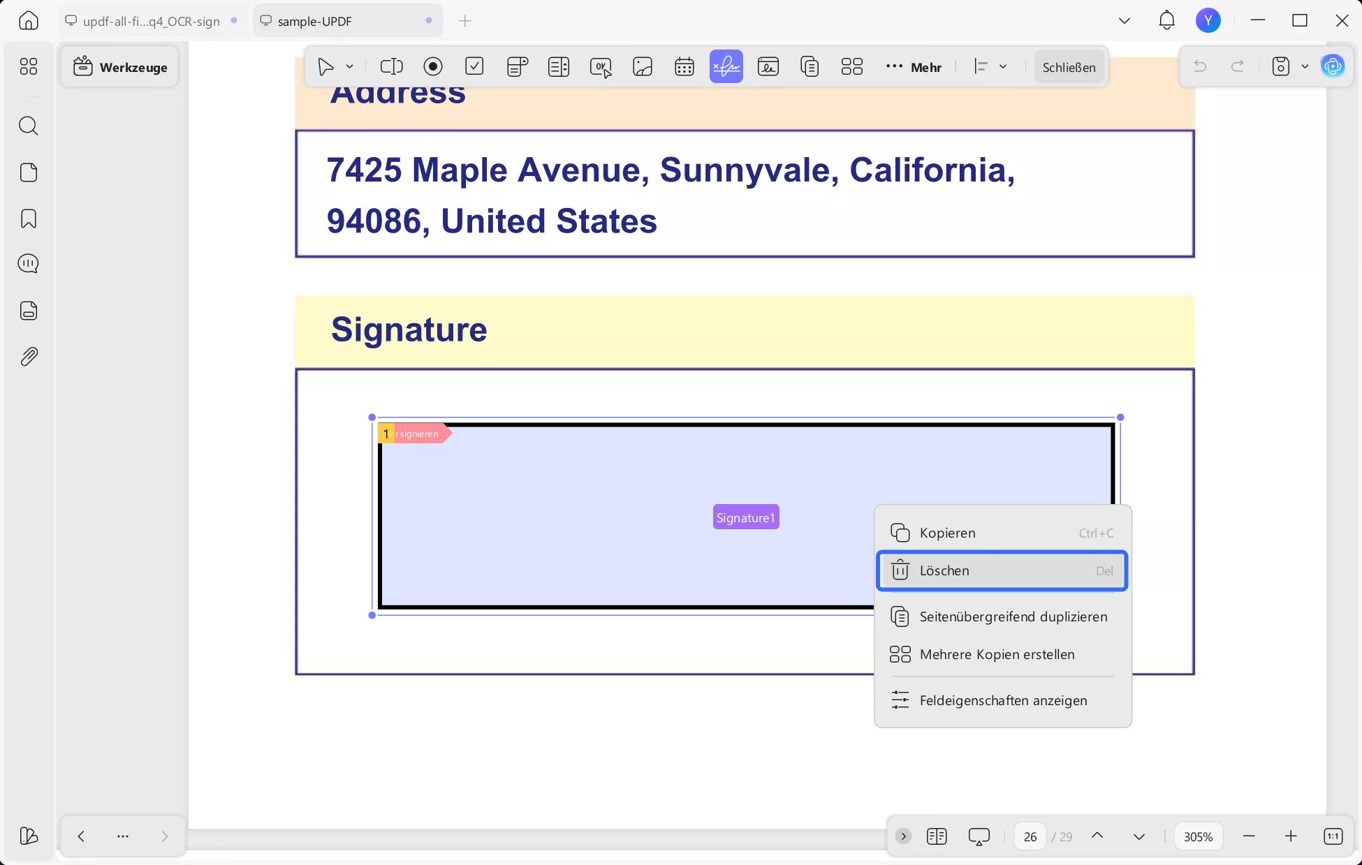 Formularfelder löschen