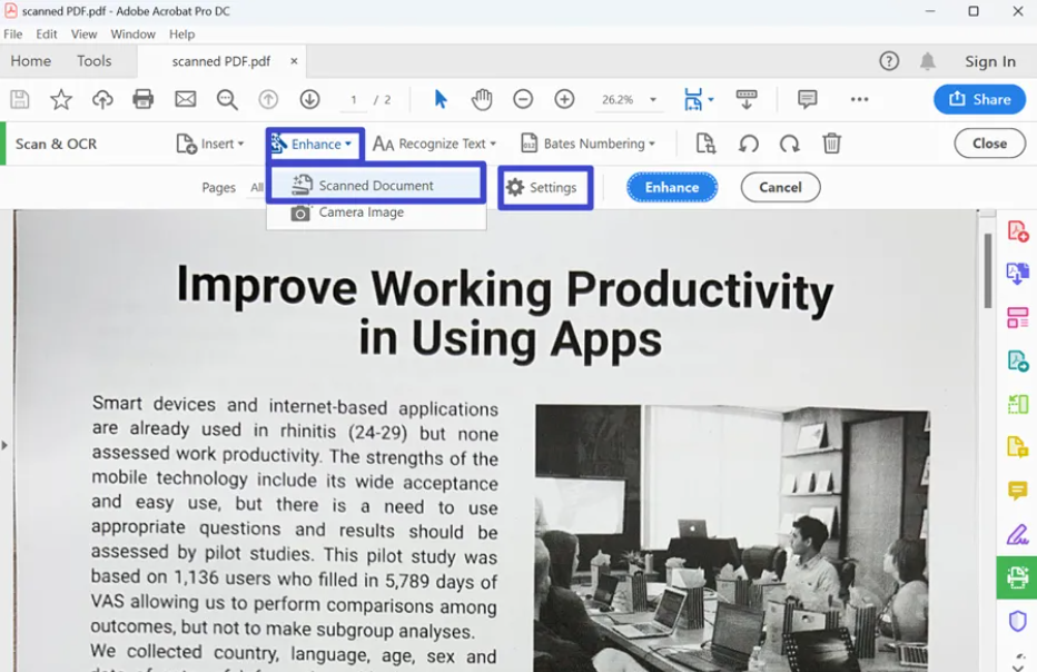 melhorar pdf digitalizado