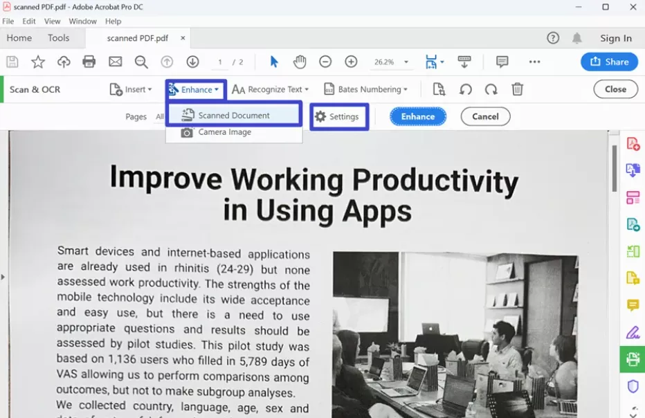 melhorar pdf digitalizado