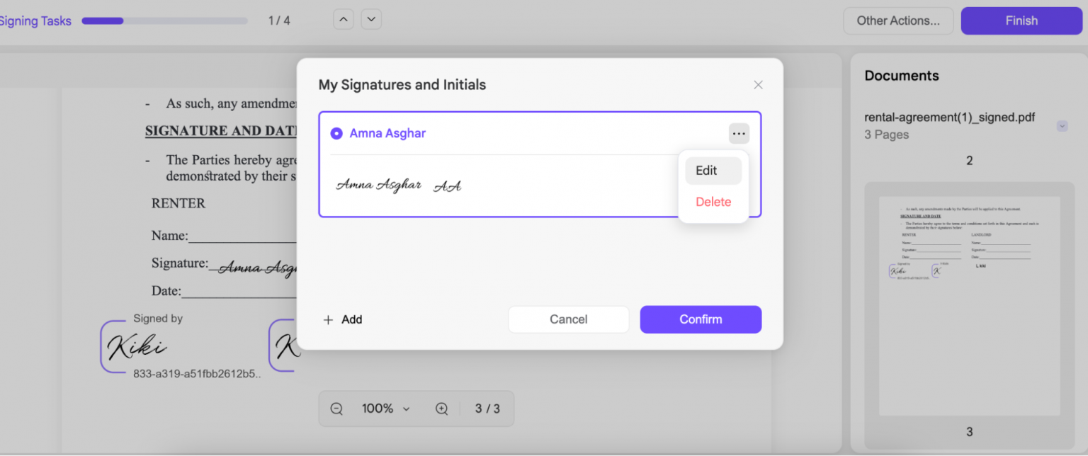 click the Signature box updf sign