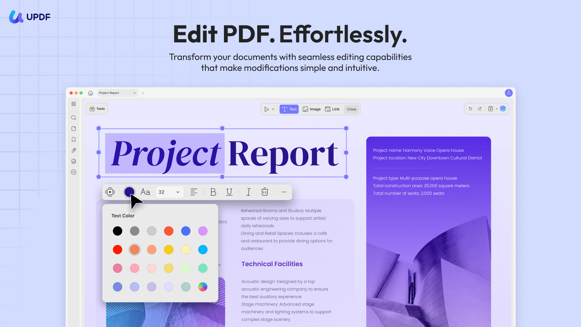 UPDF's editing features