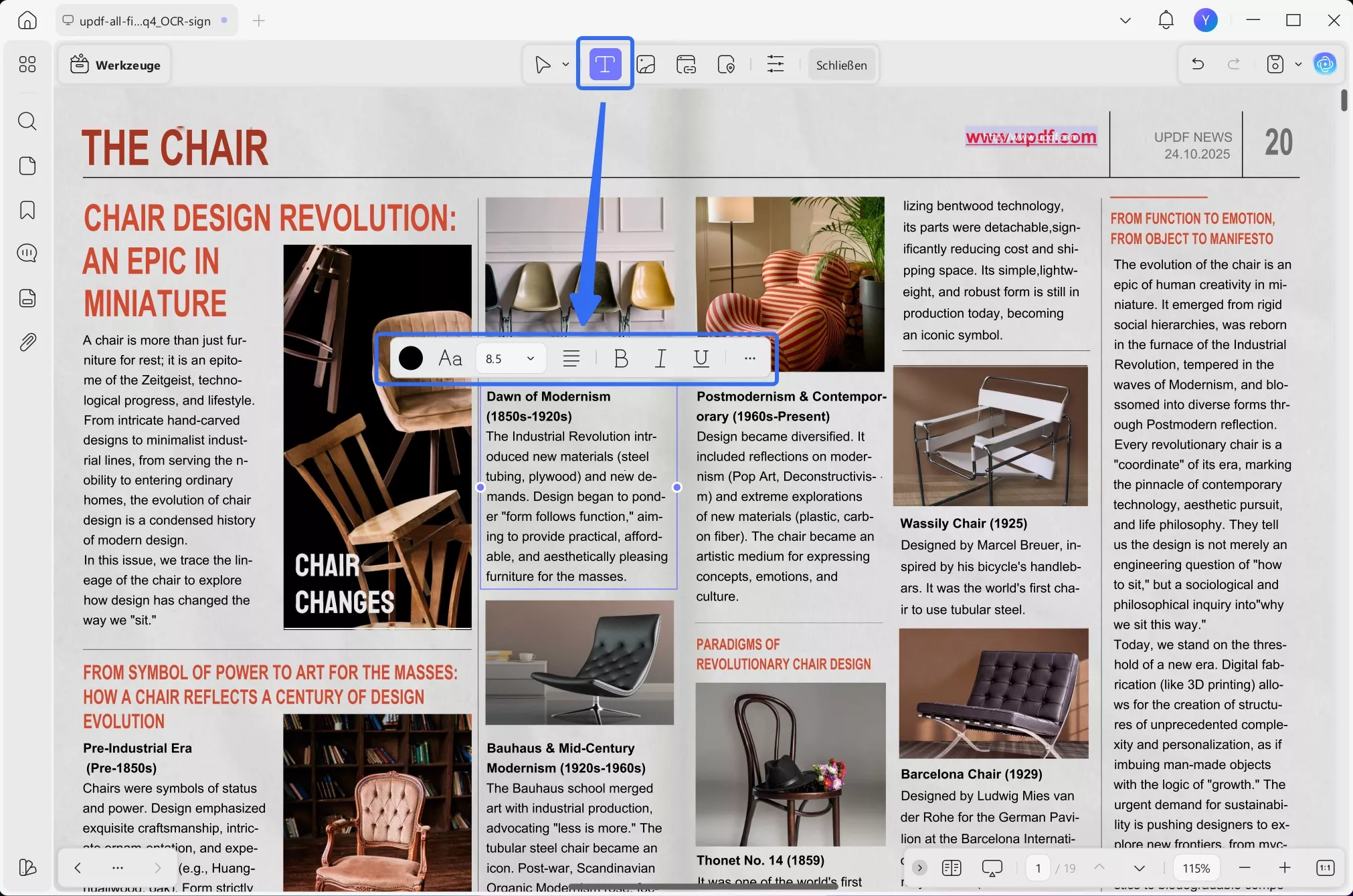 Text in Windows updf hinzufügen