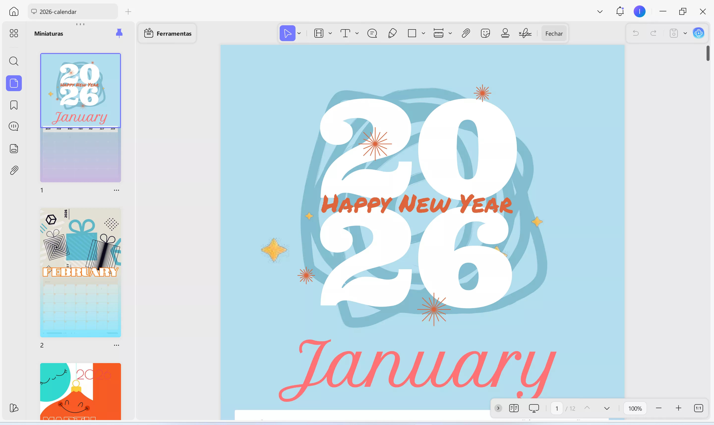 editar cartão de desejos de ano novo