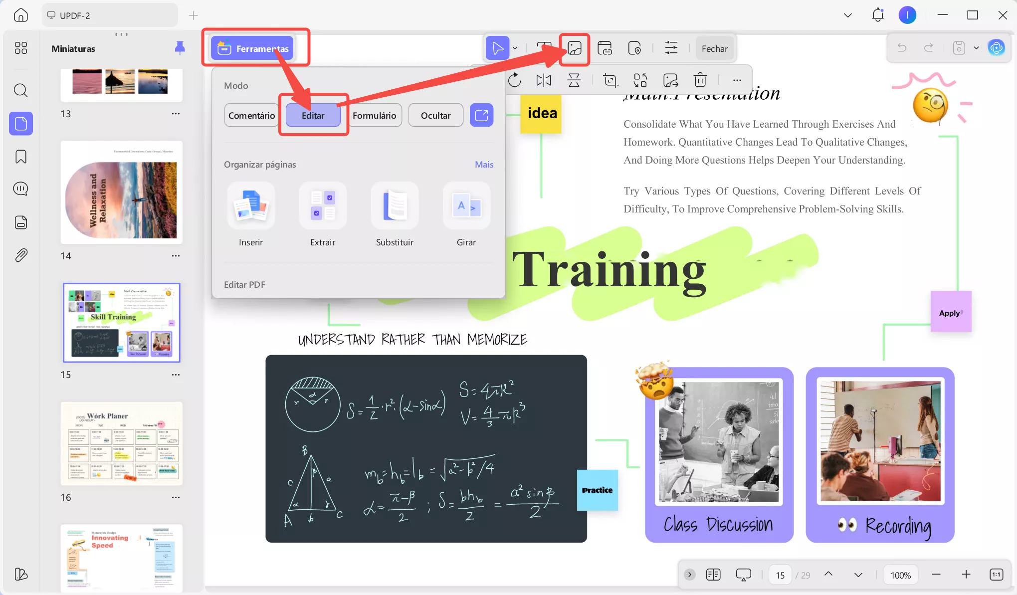 ferramenta de edição de texto e imagem do updf
