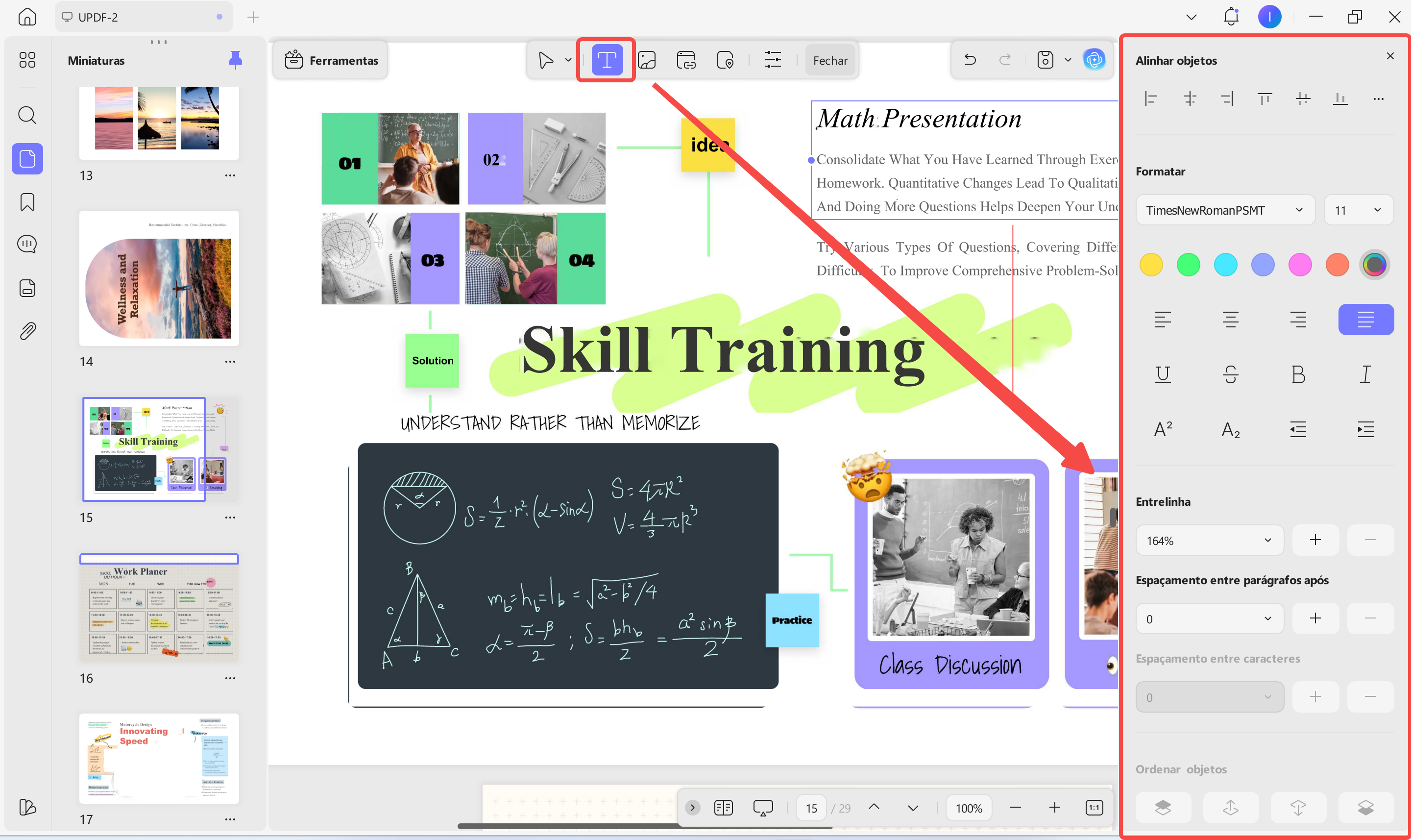 editar e personalizar o texto do pdf