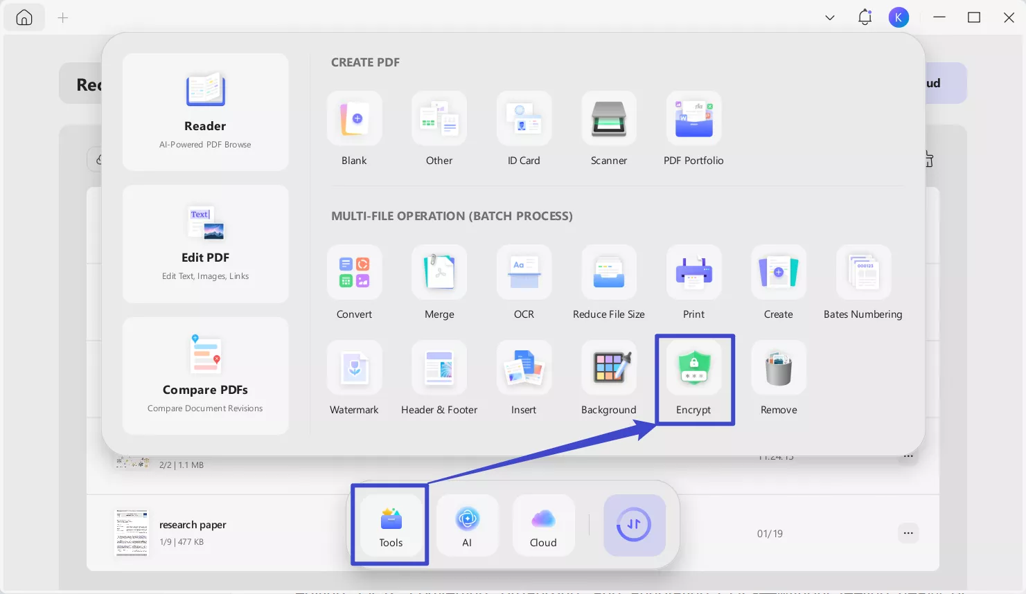 updf batch encrypt feature
