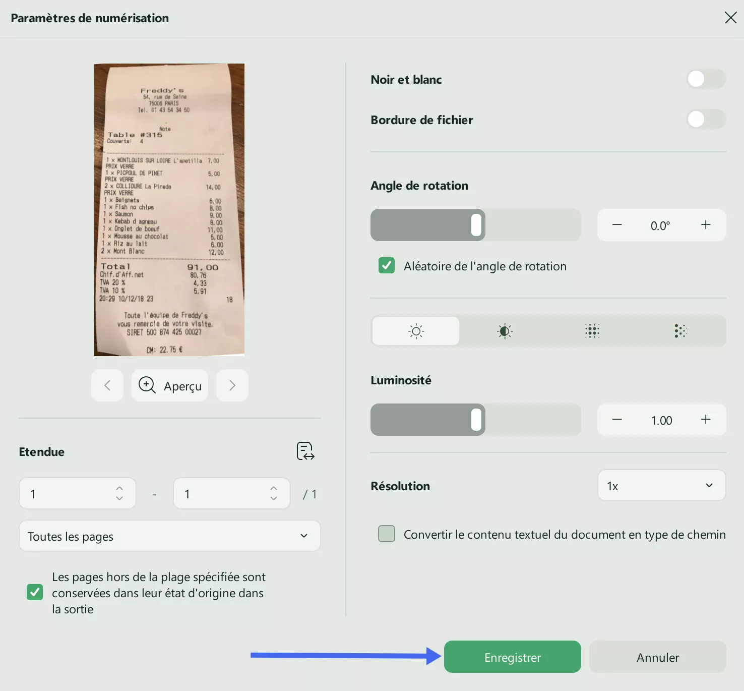 Paramètres pour les images PDF UPDF Windows