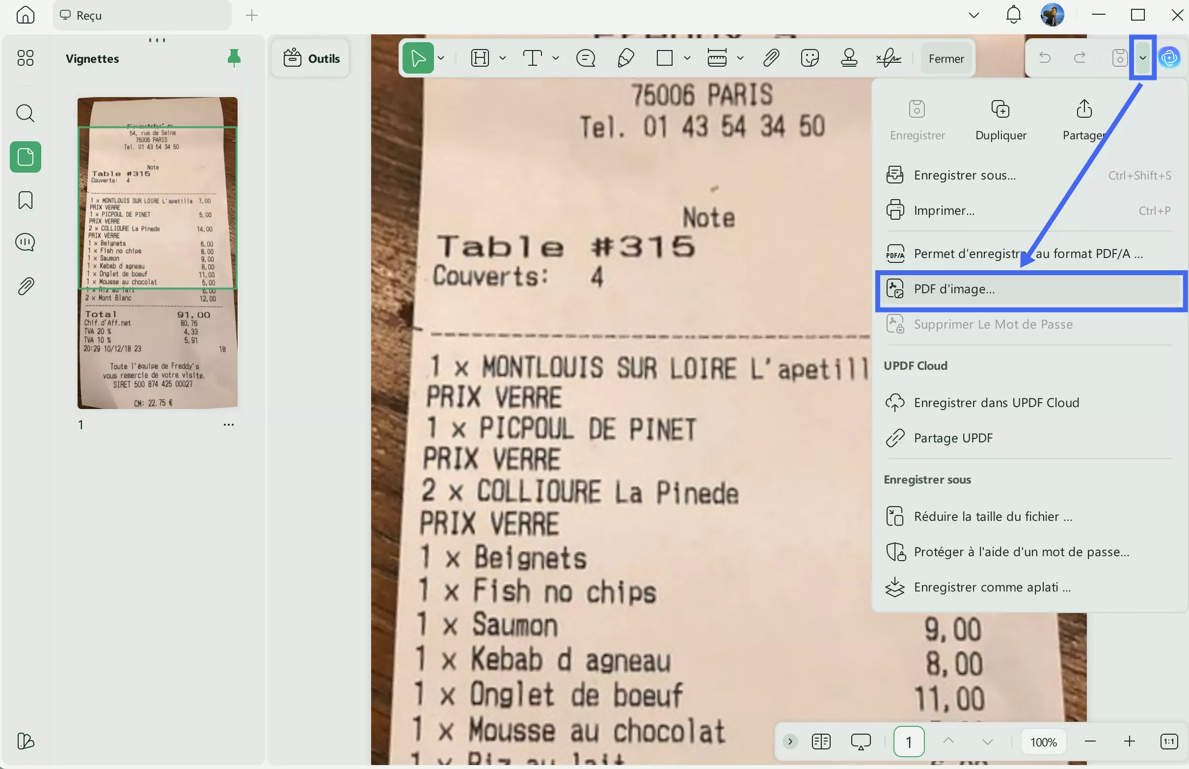 PDF numérisé par OCR avec UPDF