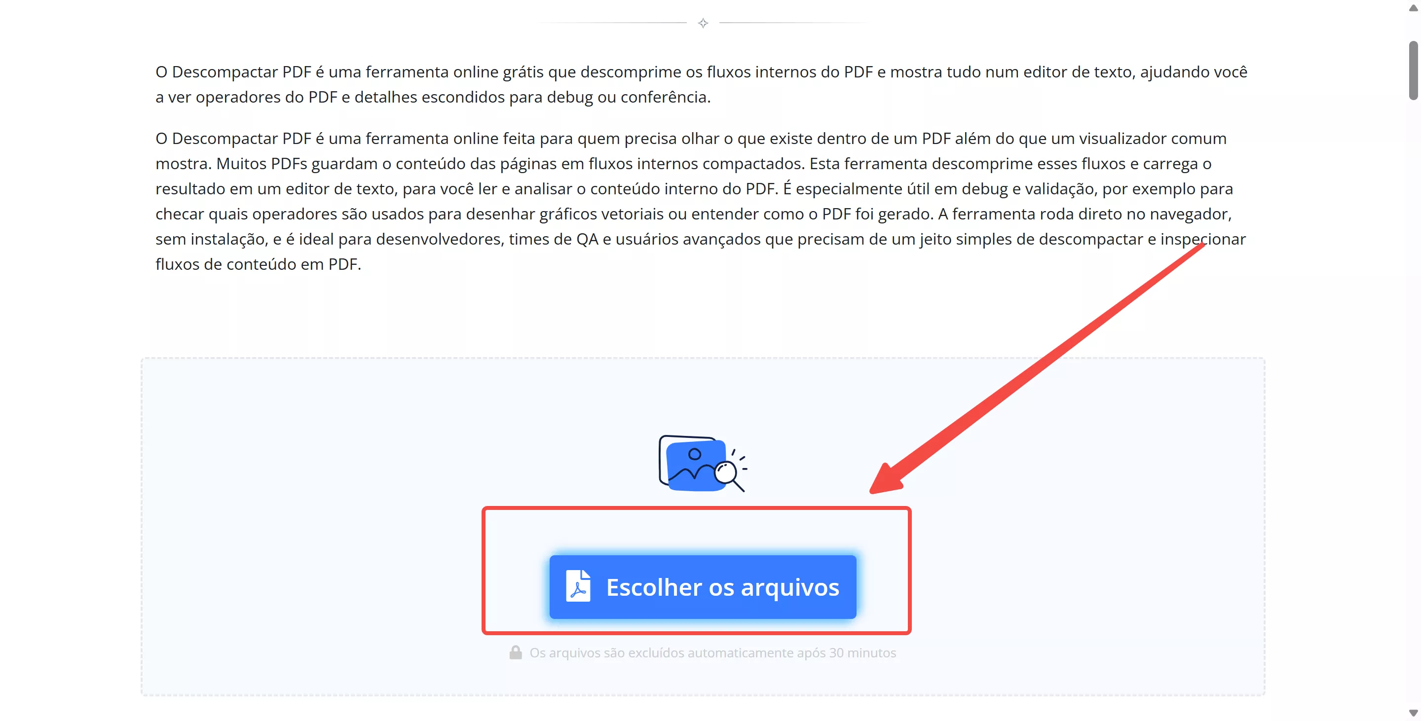 escolha o arquivo para descomprimir pdf com i2pdf