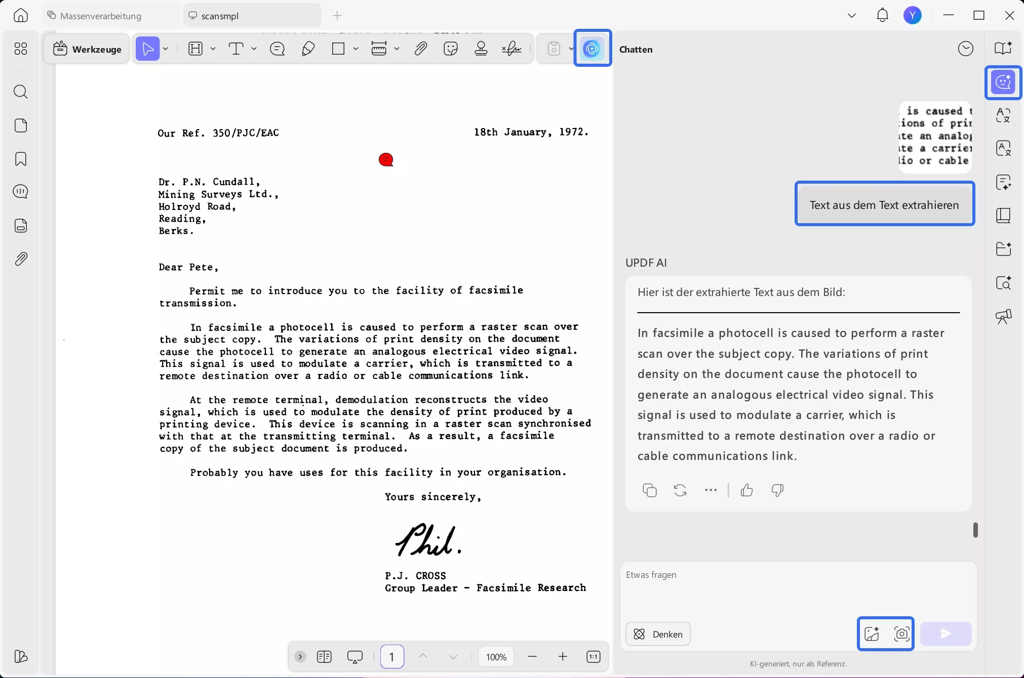updf ai Text erkennen