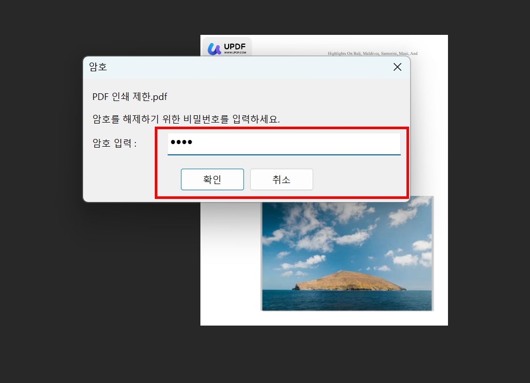 ezpdf 권한 비밀번호 입력