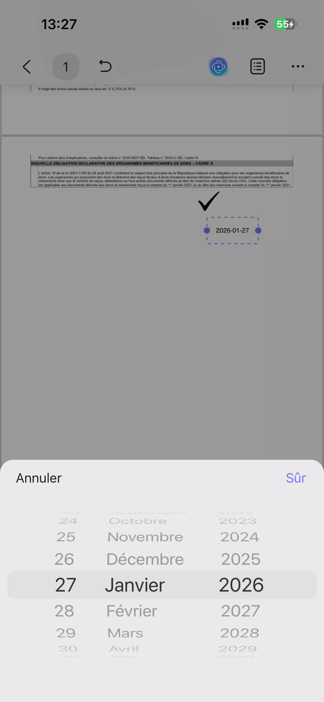 insérer une date dans un champ de formulaire