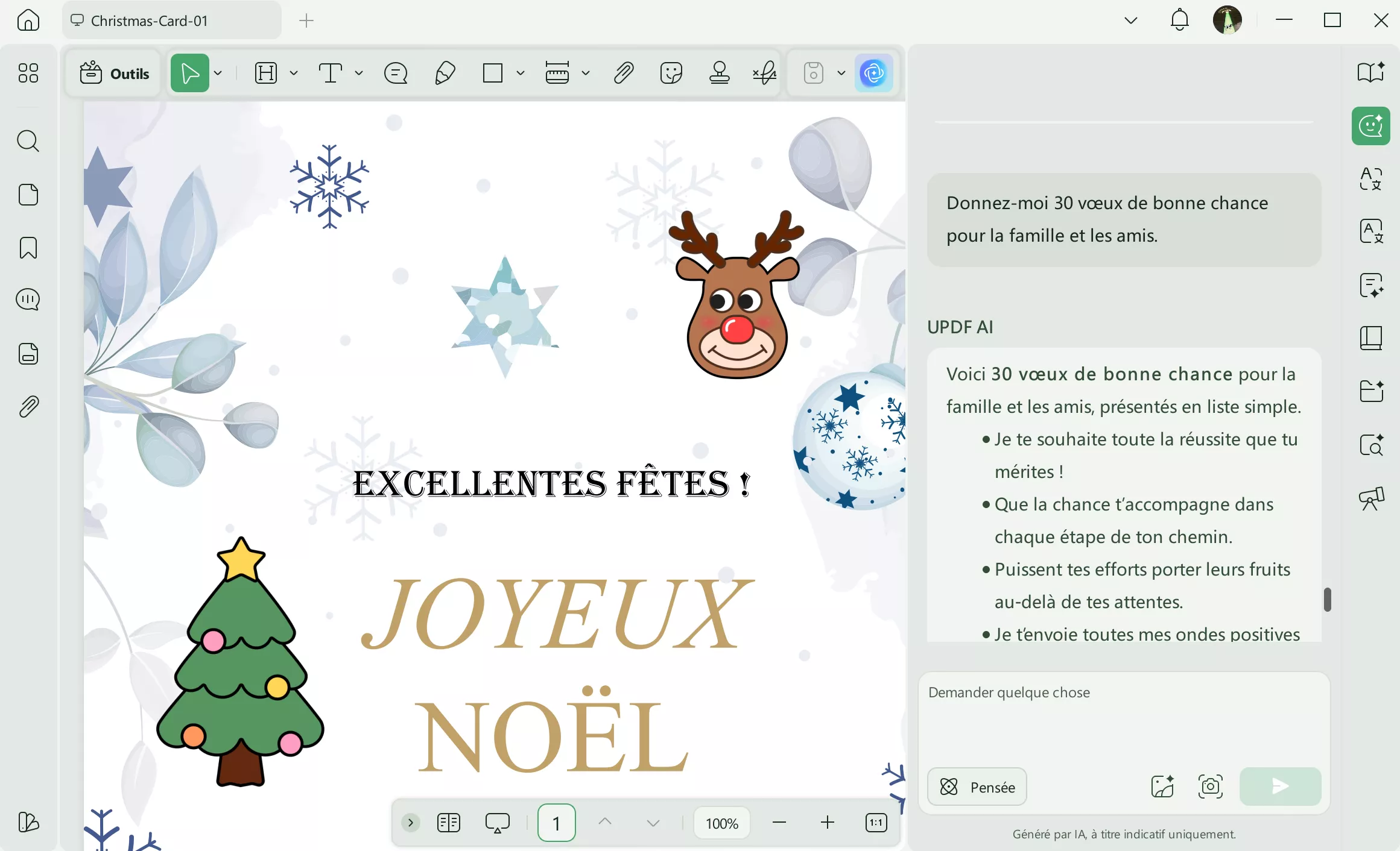 Créez des messages porte-bonheur avec l'IA d'UPDF
