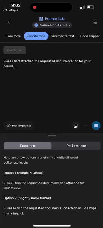 rewriting tone in prompt lab