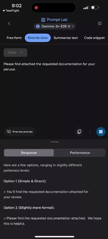 rewriting tone in prompt lab