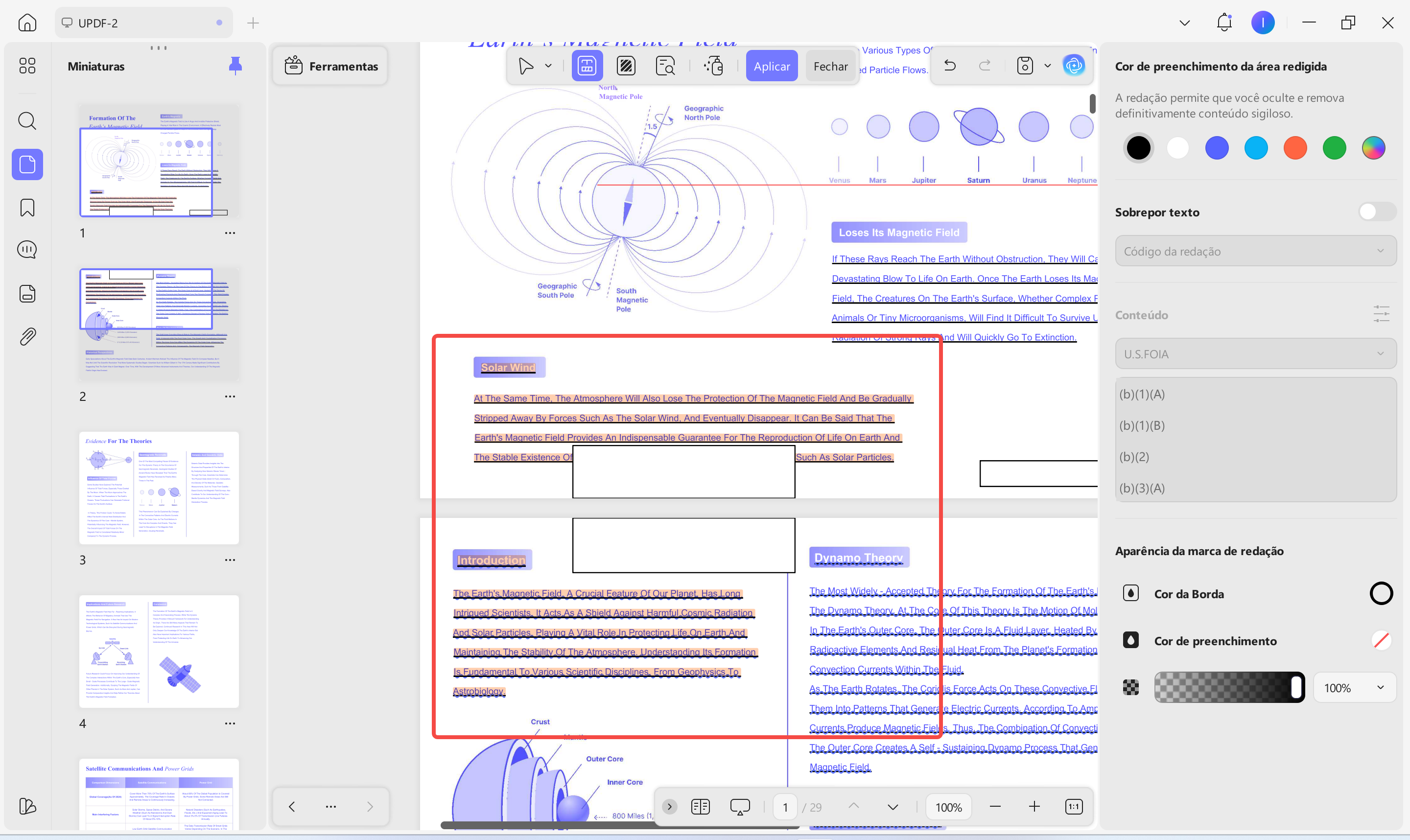 destacar, sublinhar e ocultar entre páginas