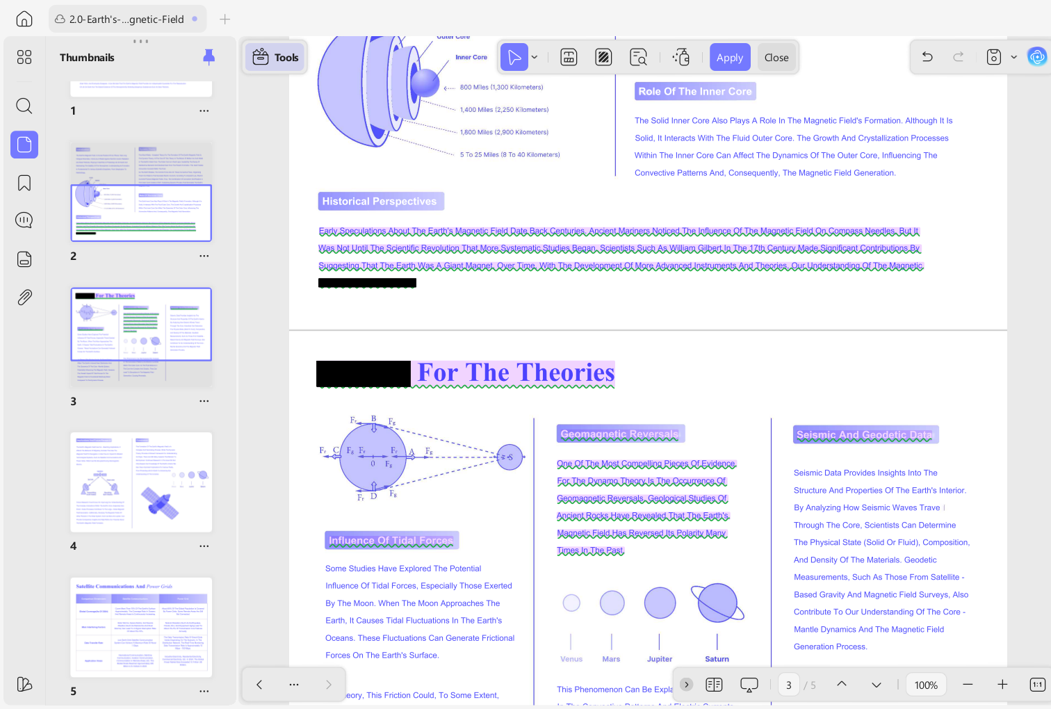 highlight underline and redact across pages