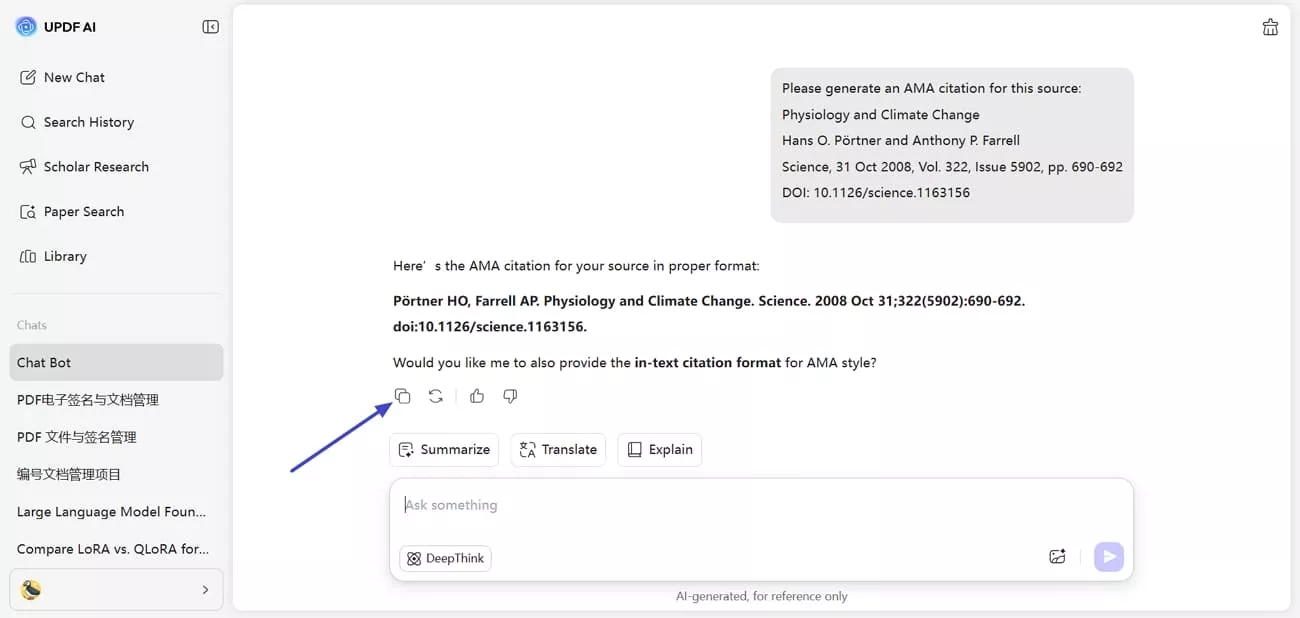 copy generated citation for use