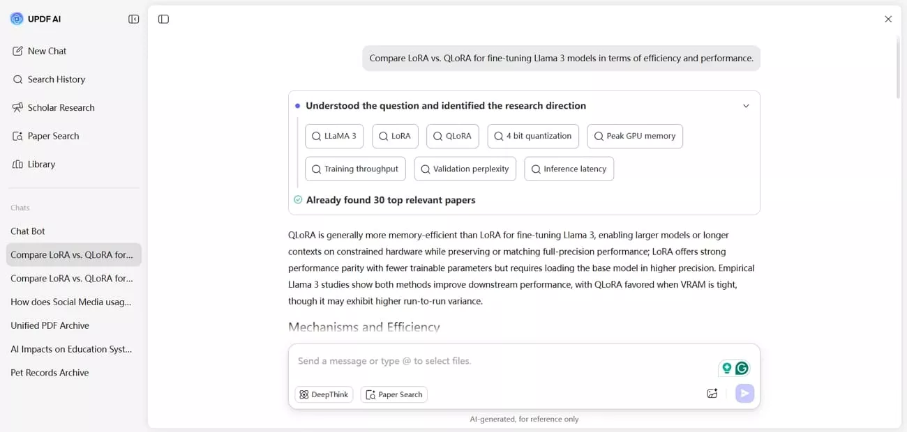 deepthink mode paper search updf